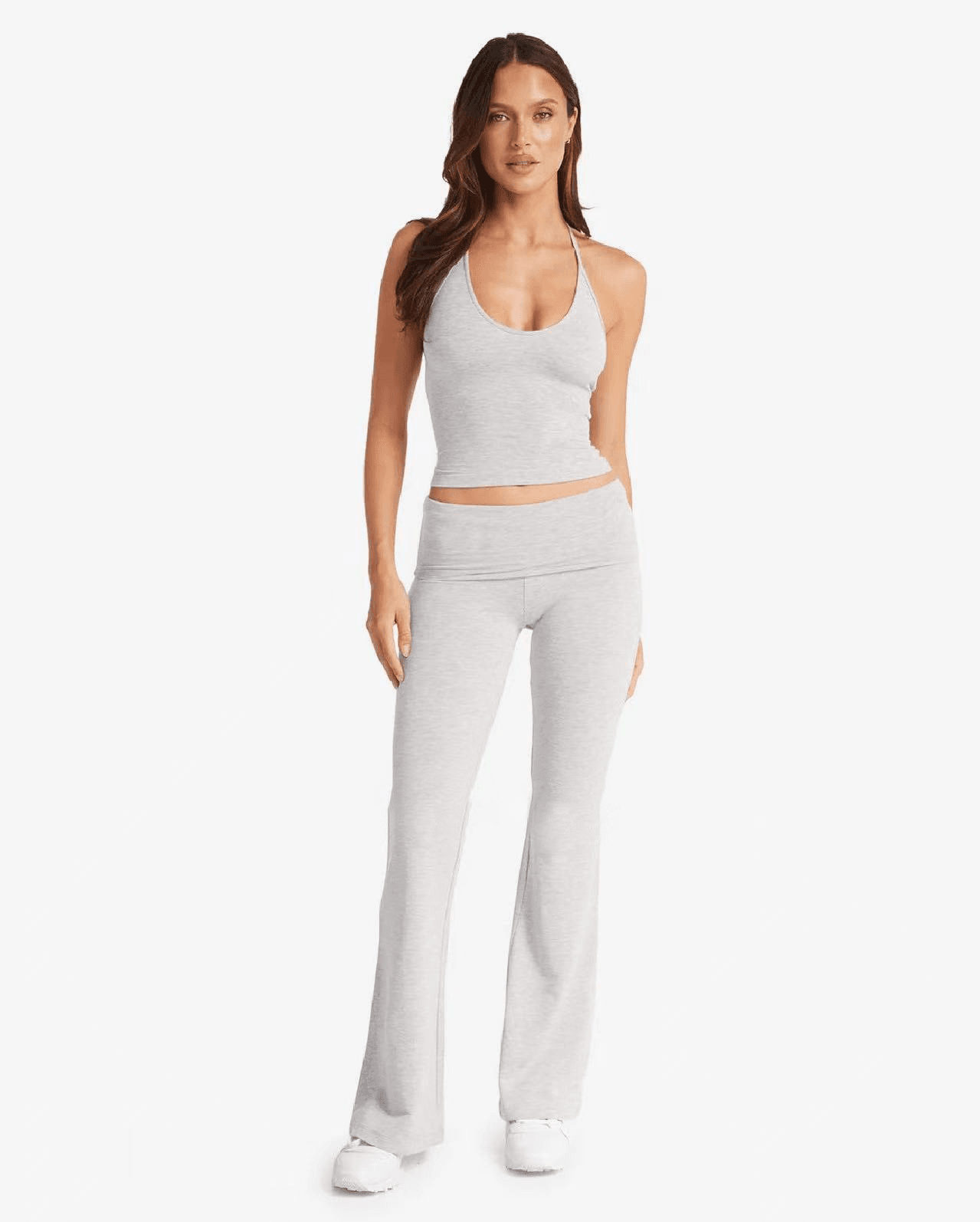 Yoga Outfit With Built-in Pads Halter Tank Top  High-Rise Bare-Skin Quick-Dry Flared Workout Pants 4