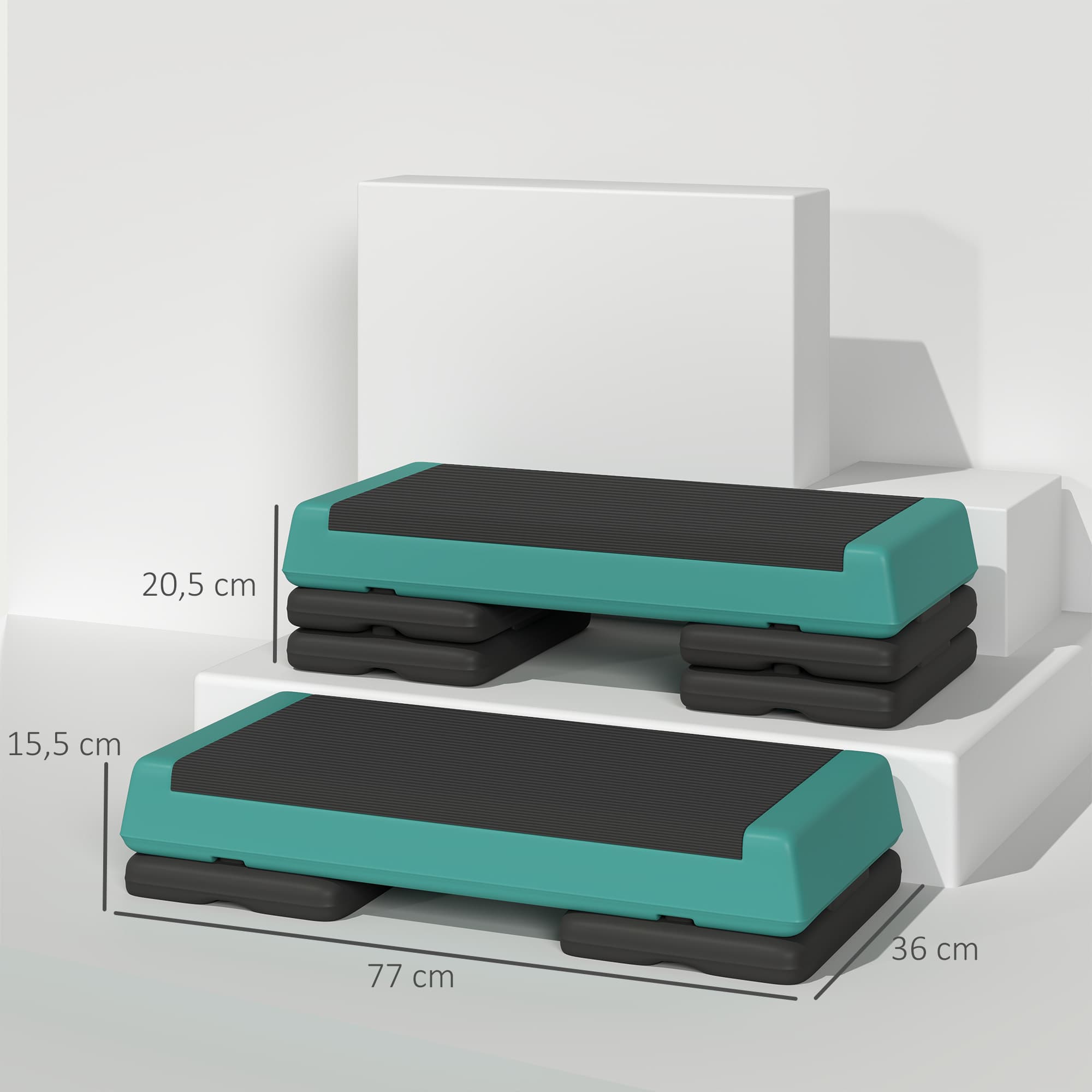 Steppbrett Höhenverstellbar Fitness Aerobic Stepper Mit 3 Stufen (10,5/15,5/20,5 Cm), Anti-Rutsch Grün 2