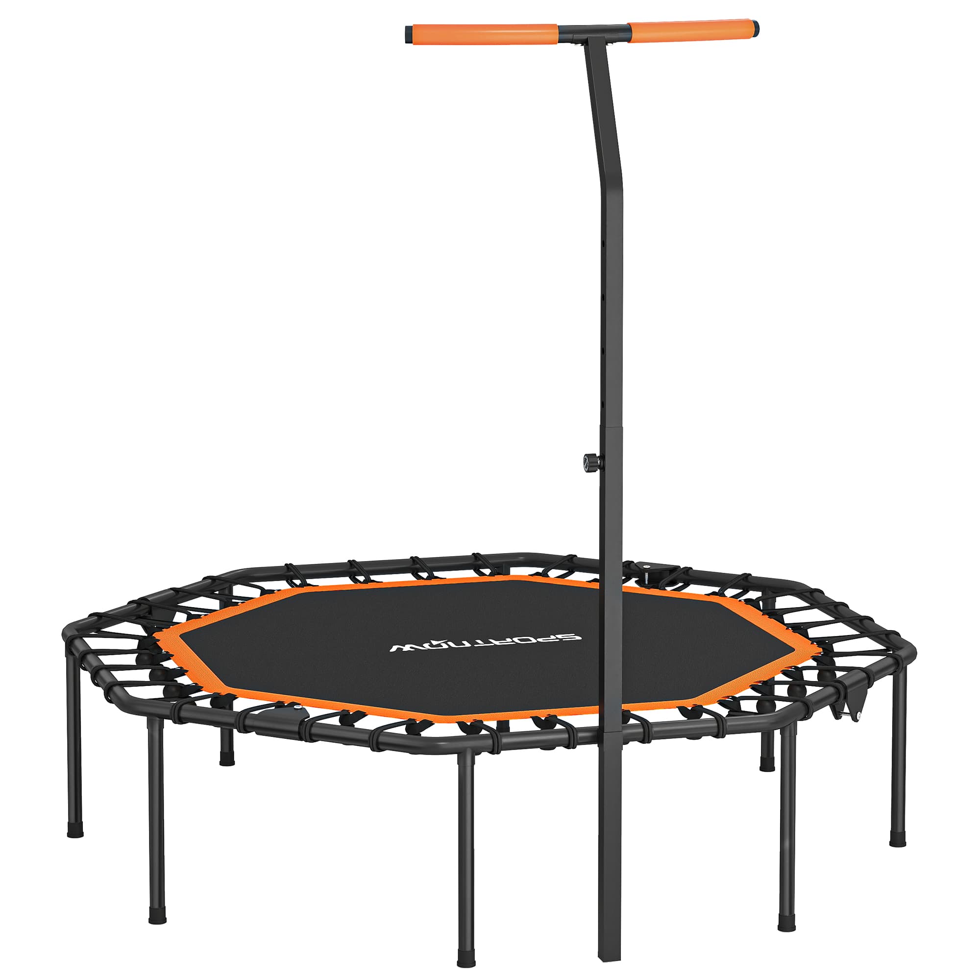 Fitness-Trampolin, Trainingstrampolin Mit Verstellbarem Haltegriff, Stabil Und Leise, Für Drinnen, Stahl, Orange