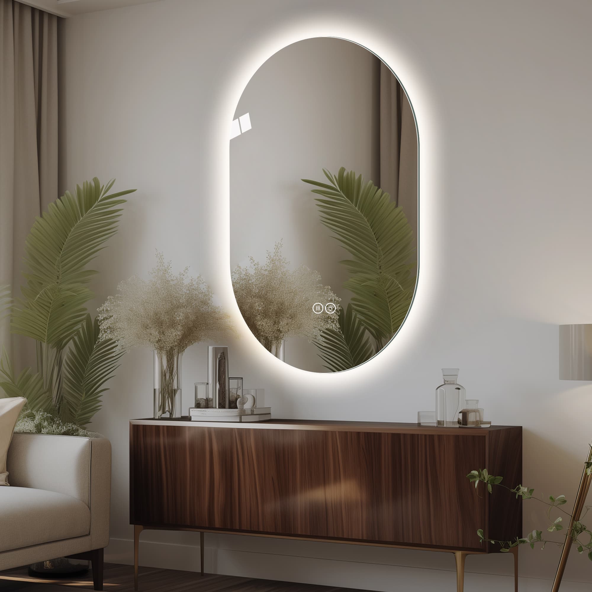 48x30 Inch Smart Wall Mounted LED Touch Screen Anti-fog Mirror Bathroom Mirror, Barber Shop Mirror 3