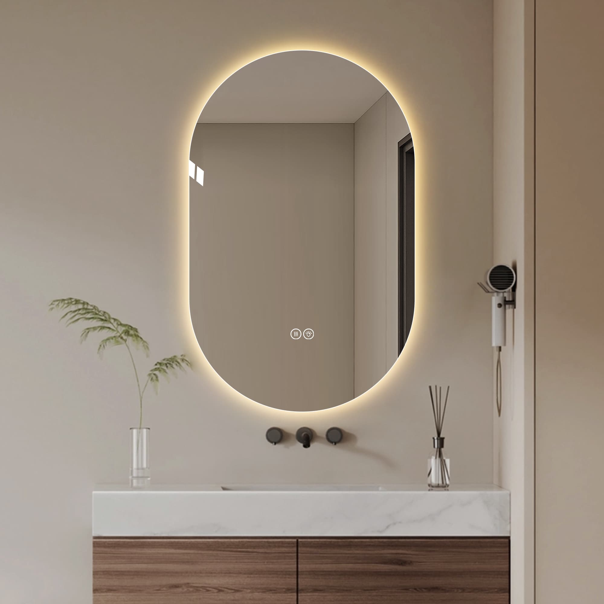 48x30 Inch Smart Wall Mounted LED Touch Screen Anti-fog Mirror Bathroom Mirror, Barber Shop Mirror 2