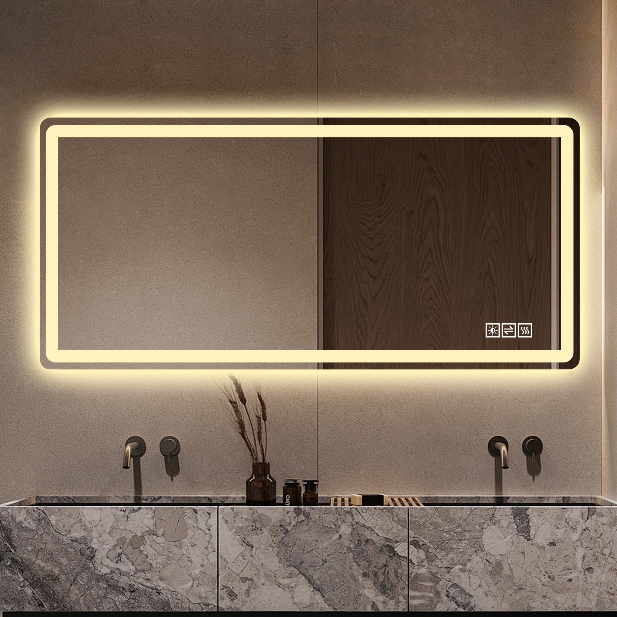 28x60inch LED Bathroom Vanity Mirror ,wall Mirror,Anti-Fog, Dimmable,Shatter-Proof Tempered Glass,  Ideal For Bathroom Wall Decor, Beauty Makeup And Shaving 3