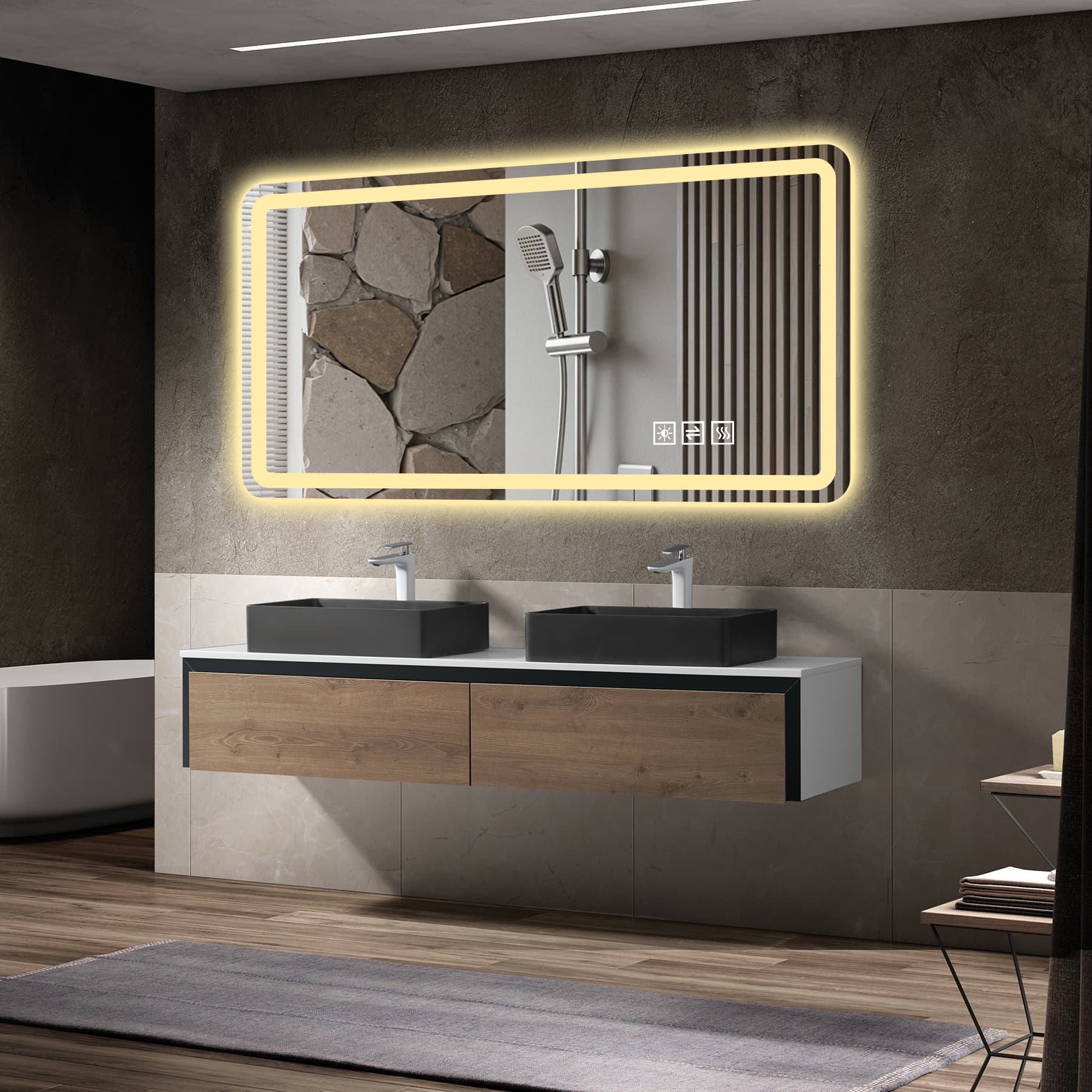 28x60inch LED Bathroom Vanity Mirror ,wall Mirror,Anti-Fog, Dimmable,Shatter-Proof Tempered Glass,  Ideal For Bathroom Wall Decor, Beauty Makeup And Shaving 4