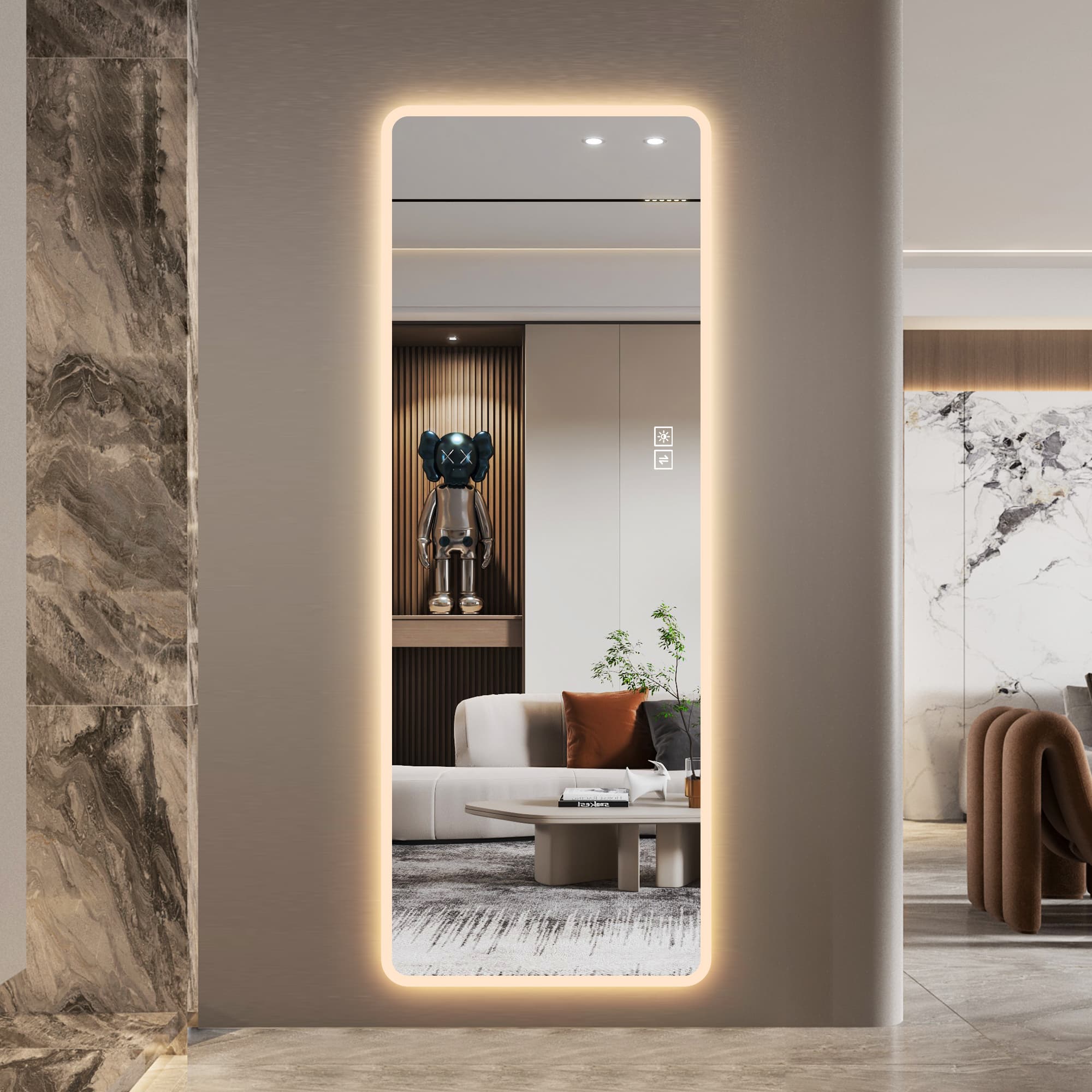 LED Full Length Mirror With Lights, 63  X 24  Wall Mounted Full Body Mirror, Dimmable & 3 Color Lighting, Anti-Fog, Shatter-Proof, Memory Function, Plug-in Or Hardwired, Bedroom 2