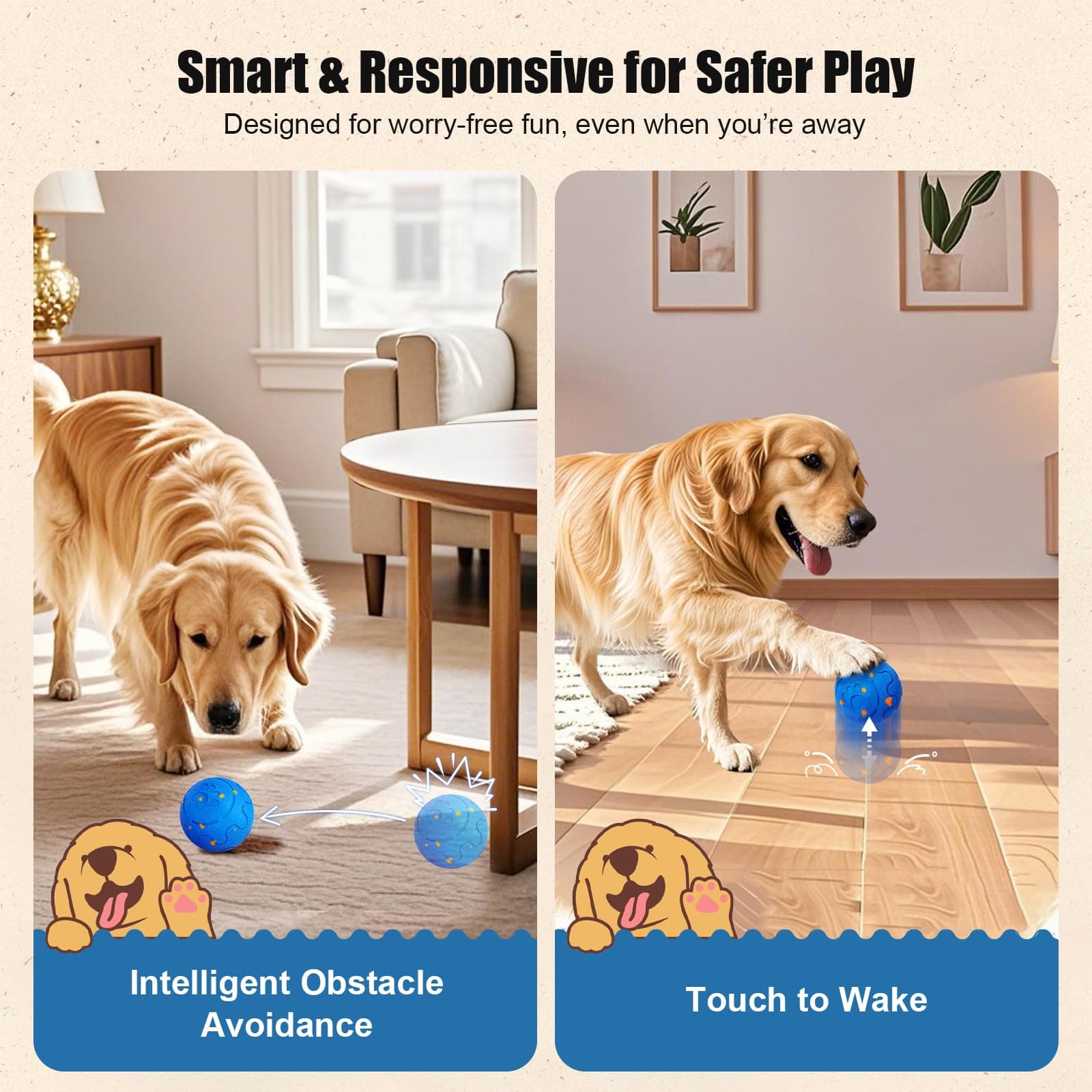 Interactive Dog Ball Toy, Smart Dog Toy For Medium And Large Dogs, Automatic Moving Rotating & Bouncing Ball, Durable E-TPU Material, IP54 Waterproof, Motion-Activated Dog Toy For Active Dogs 4