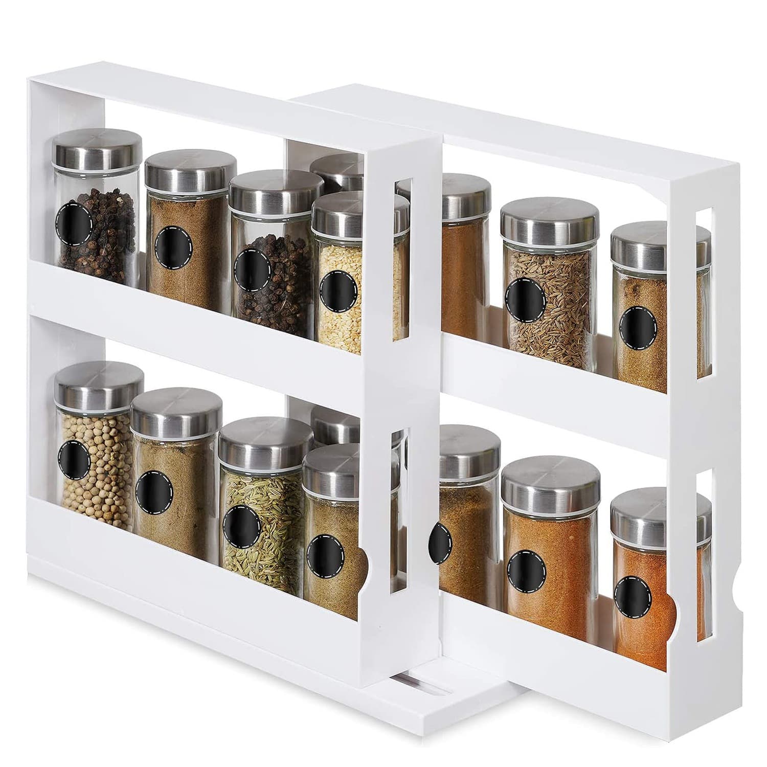 1Pc Swivel Cabinet Organizer Revolving Kitchen Rack Spice Organizer For Cabinet Condiment Holder Shelf 3