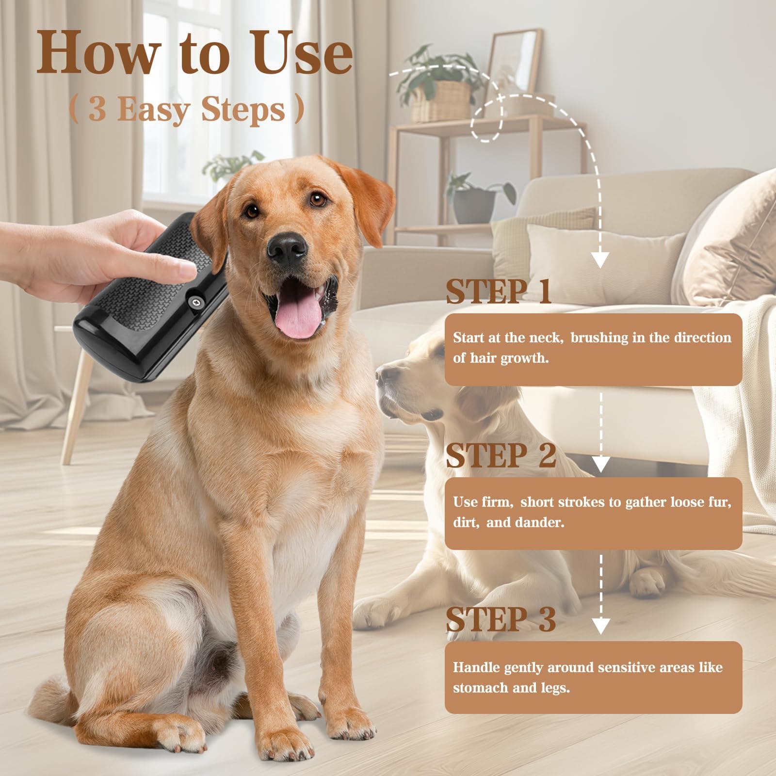 Dog Brush For Shedding, Deshedding Undercoat Brush For Cats & Rabbits  Ergonomic Grooming Tool, Painlessly Removes Loose & Matted Fur For Short Medium Long Haired Pets 4