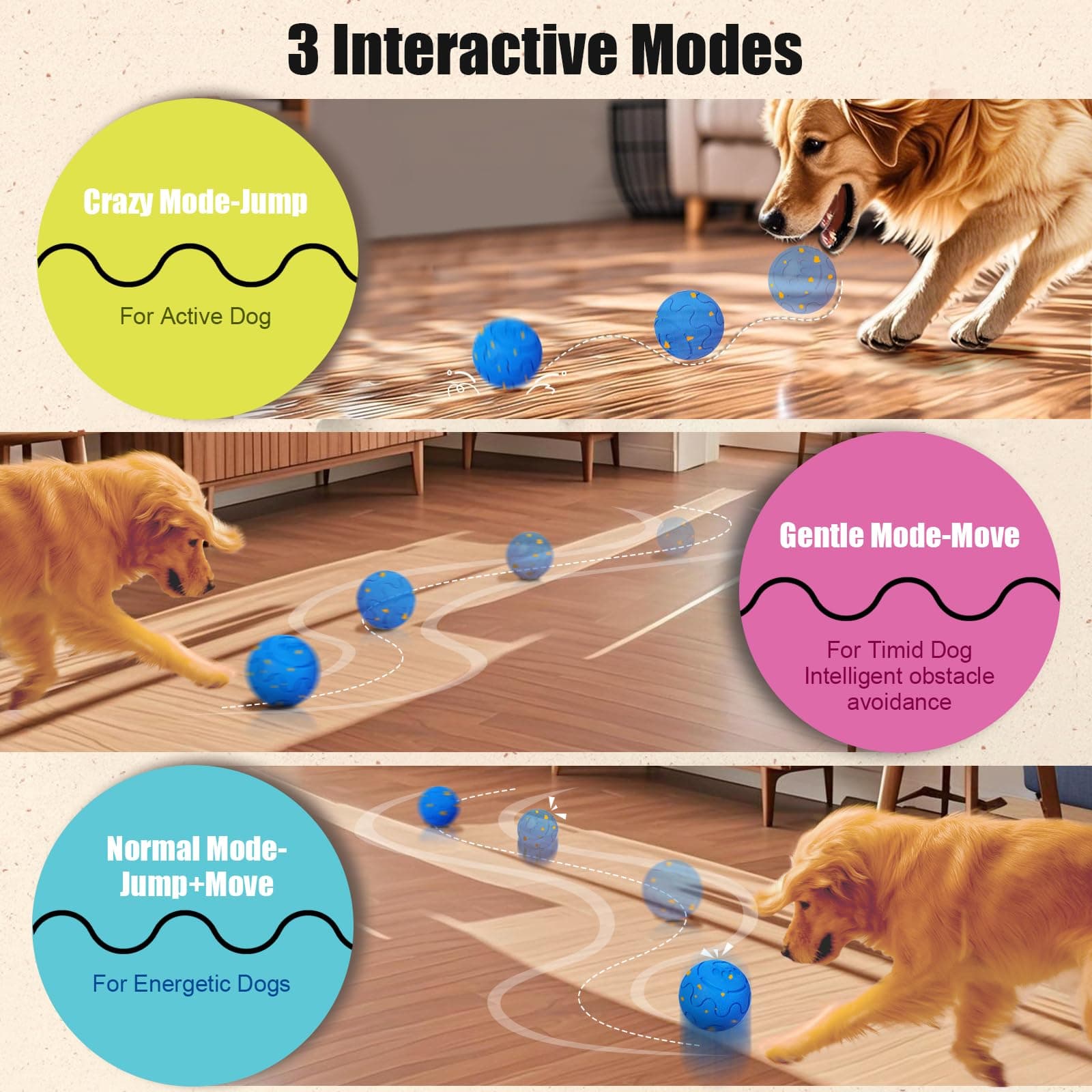 Interactive Dog Ball Toy, Smart Dog Toy For Medium And Large Dogs, Automatic Moving Rotating & Bouncing Ball, Durable E-TPU Material, IP54 Waterproof, Motion-Activated Dog Toy For Active Dogs 2