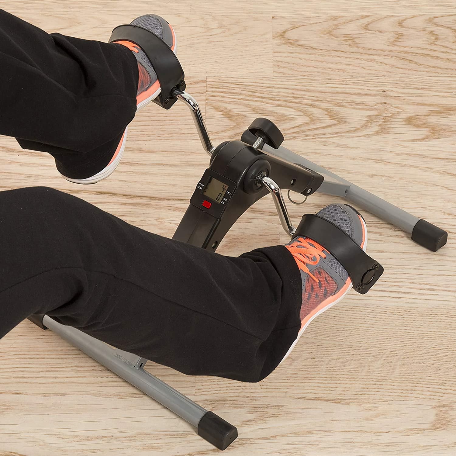 1Pc Foldable Exercise Bike Pedal Fitness Exerciser Cycle Bike  LCD Display Mini Pedal Exerciser For Leg Arm Physical Therapy Home Office Gym 2