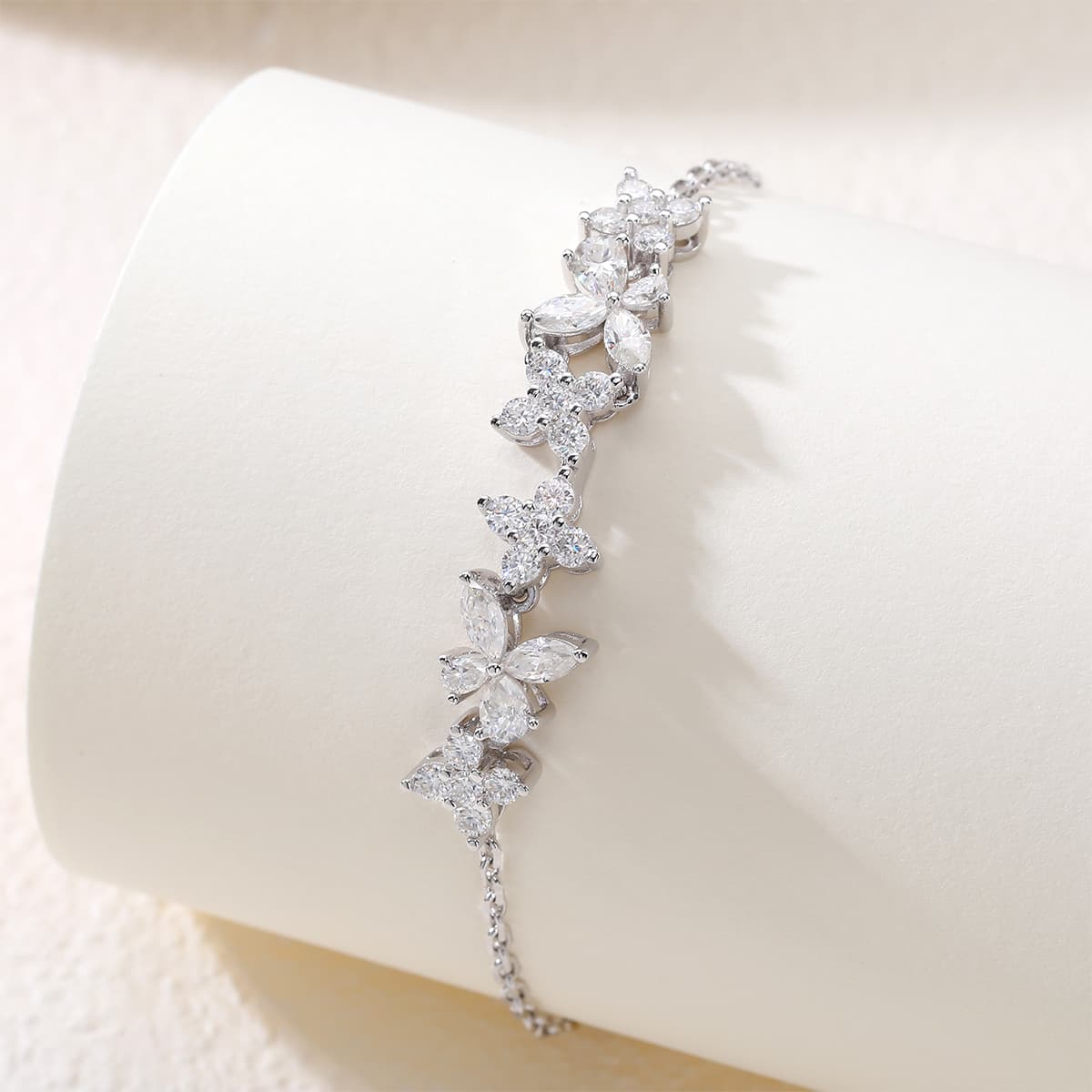 S925 Sterling Silver Lab-Grown Gemstone Butterfly Bracelet 16cm Blue P Ink Moissanite Platinum Plated Fashion Gift Box 4