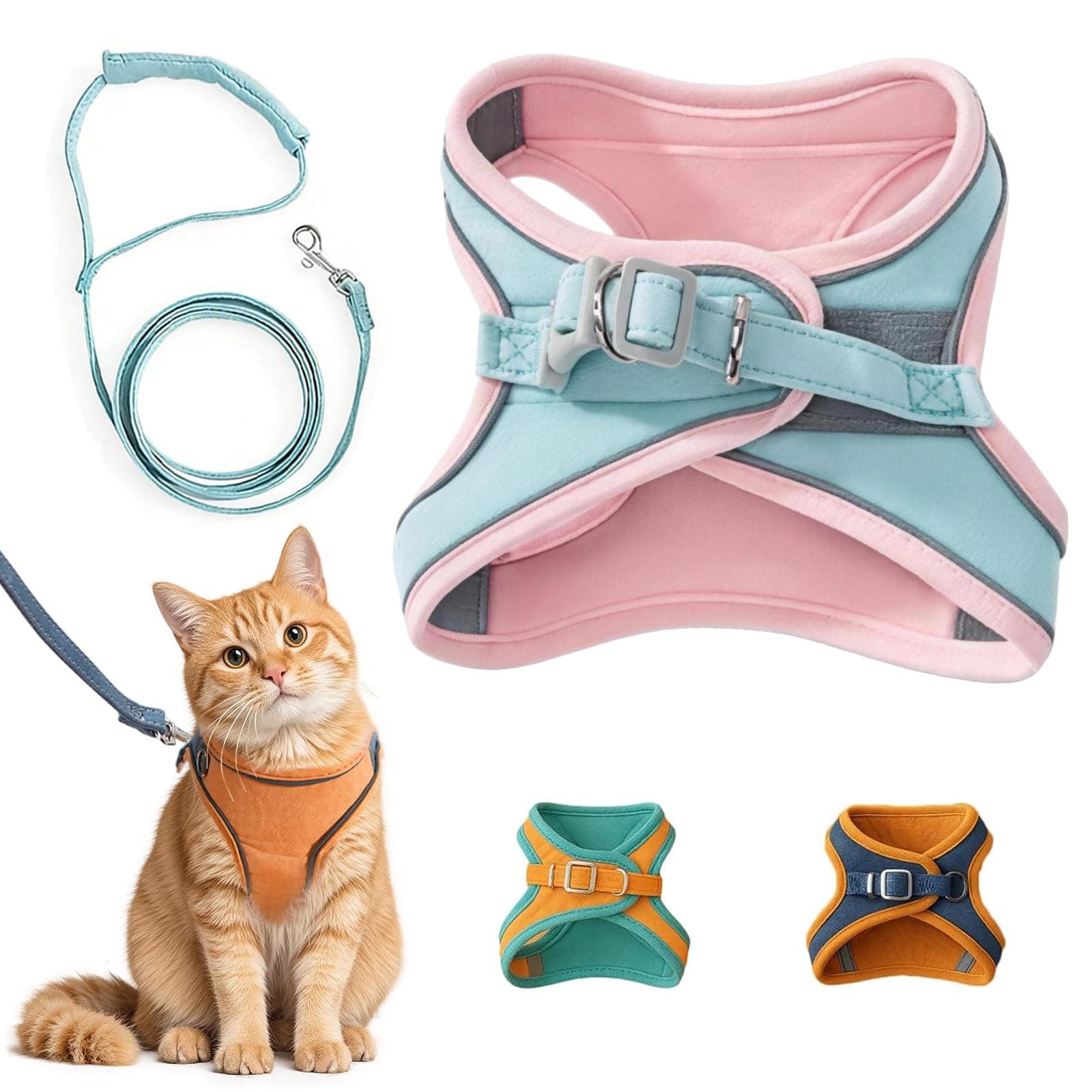 Cat Harness And Leash, Cat Harness Escape Proof, Soft Adjustable Cat Leash Breathable Comfortable Vest Easy To Wear, Easy Walk Leash For Small Medium Cats Kittens For Indoor Outdoor 3