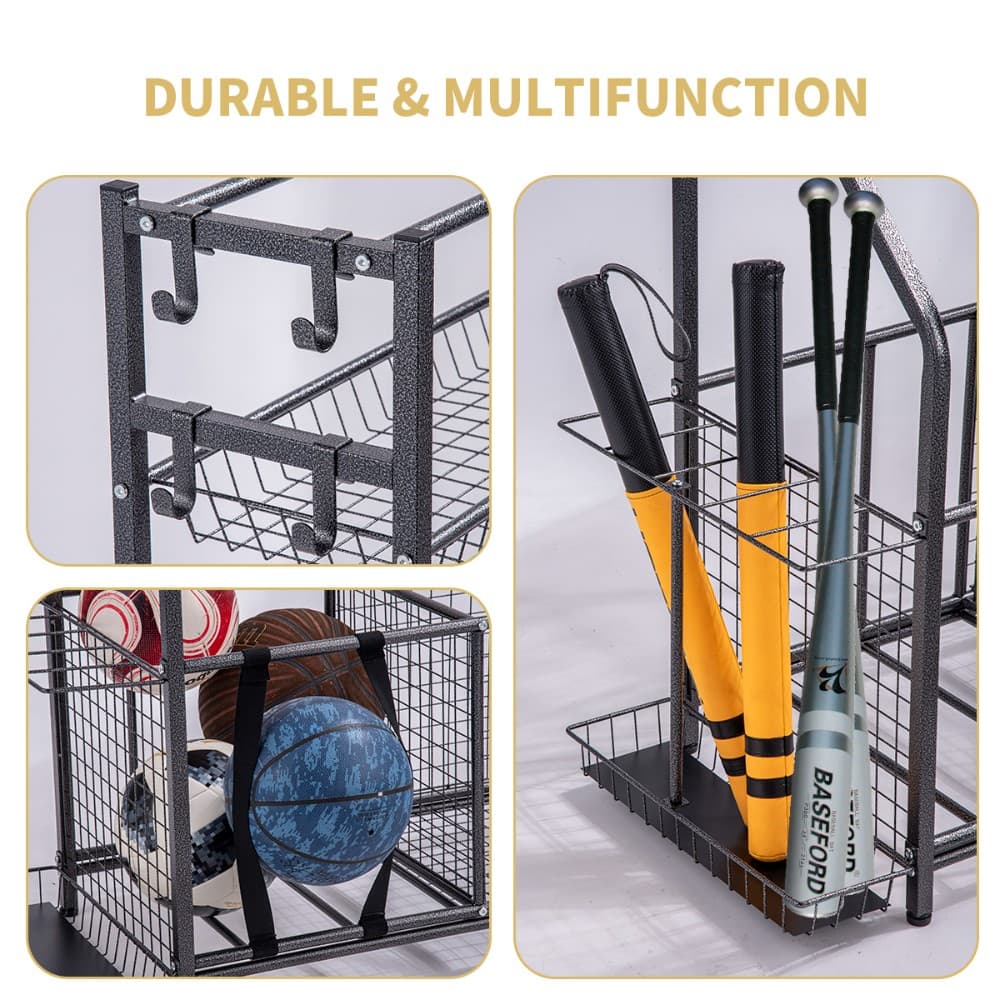 Storage Rack, Sports Equipment Storage Rack, Multi-layered And Partitioned, Flexible To Combine, Can Neatly Store Balls, Rackets, And Other Equipment, Frees Up Space, Sturdy And Durable 4