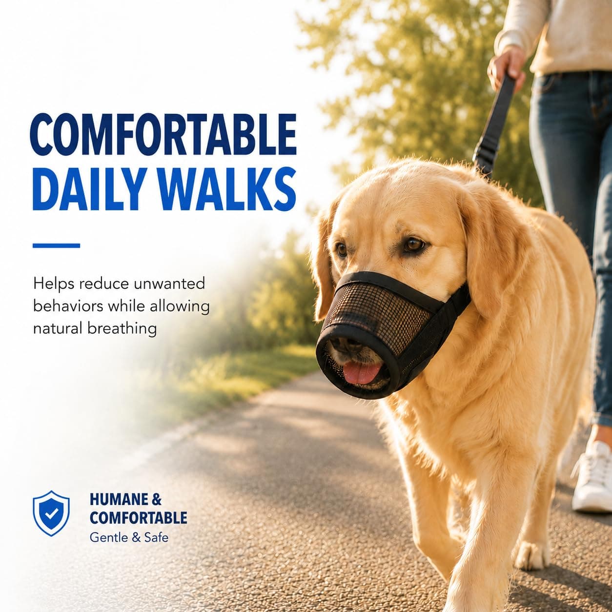 Dog Muzzle, Soft Air Mesh Muzzles For Large Sized Dogs, Breathable Dog Mussels For Scavenging Biting Licking & Barking, Adjustable Mouth Guard For Grooming, Allows Panting And Drinking 4