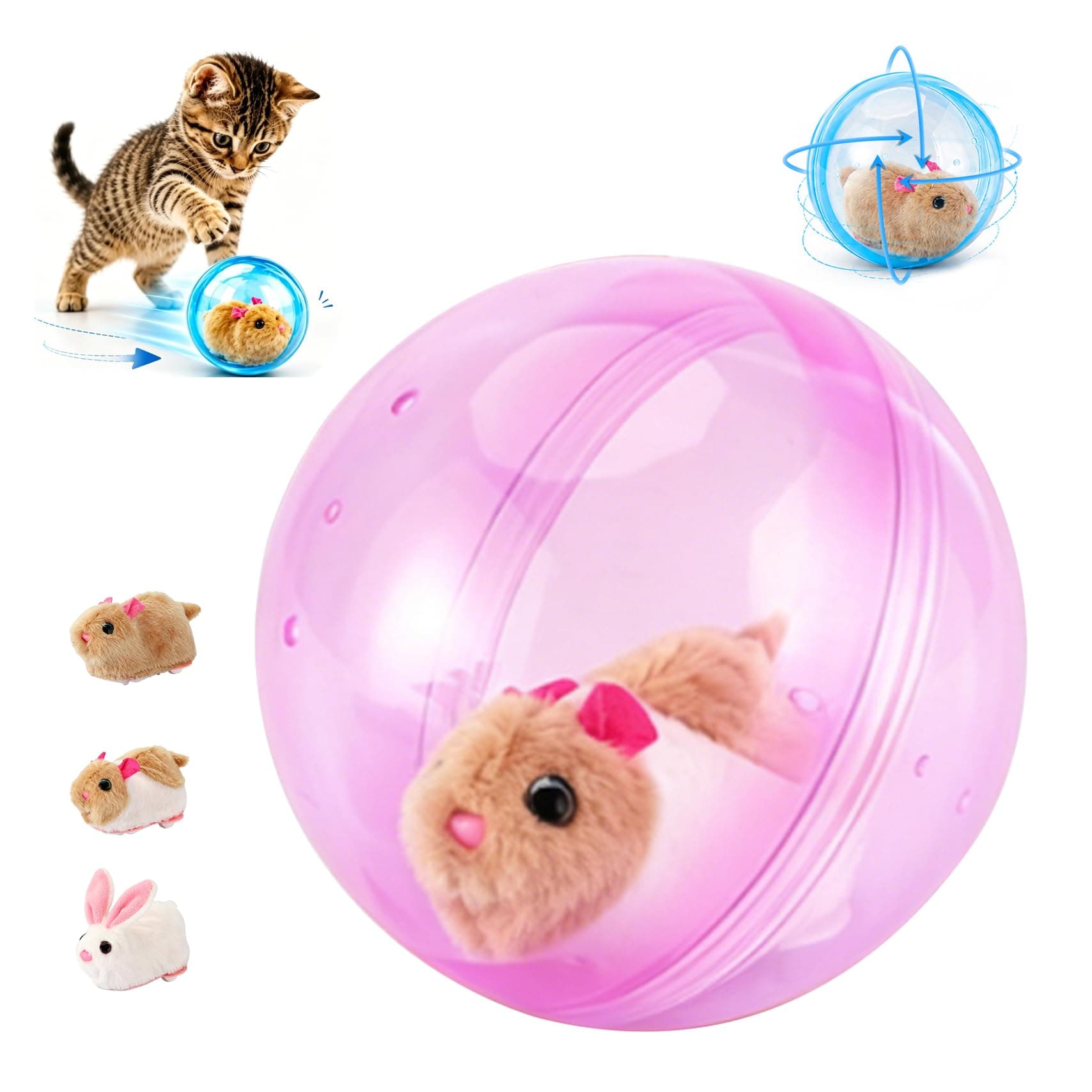 2026 New Self-Rolling Interactive Cat Ball Realistic Animal Automatic Moving Rolling Cat Ball  Rolling Spin Moving Cat Ball Indoor Interactive Pet Ball For Cats Dogs Chasing