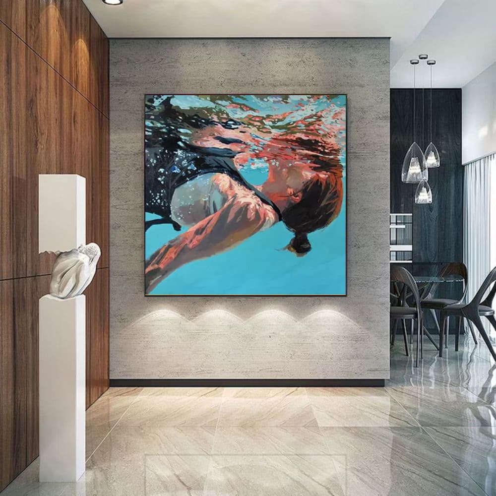 Hand-Painted Oil Painting Canvas Acrylic Modern Wall Art Abstract Texture Swimming Lover Artwork Home Decoration For Bedroom Living Room Decor 4