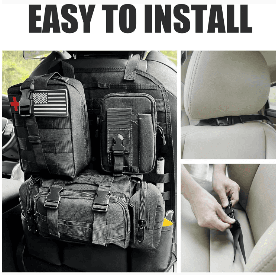 Universal Tactical Vehicle Back Seat Organizer With 3 Detachable Pouches -2 Set Of Bag 4