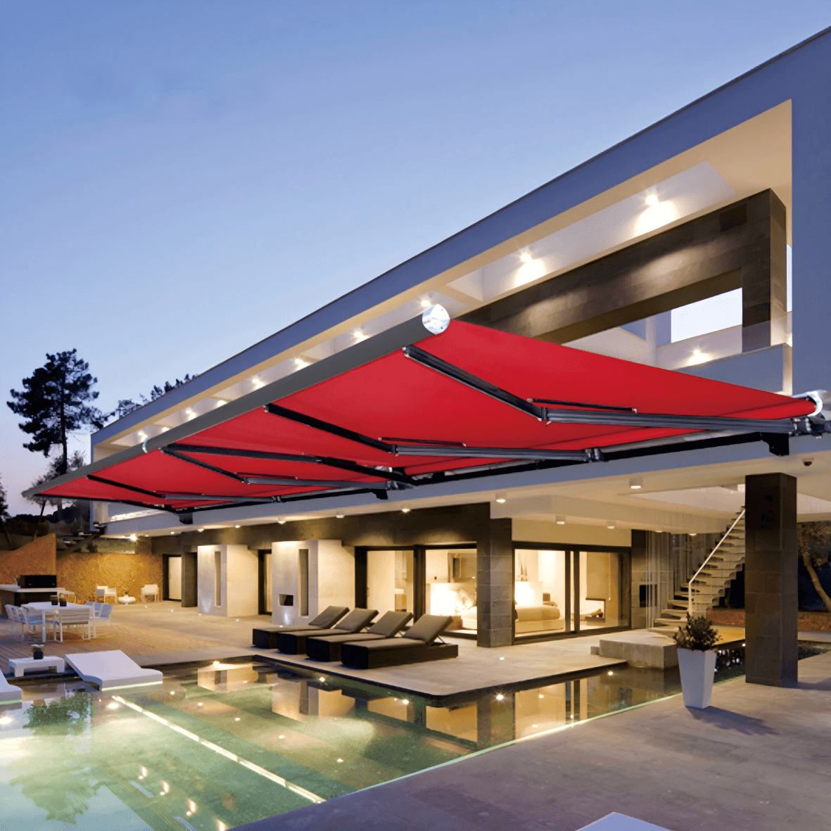 D8200 Smart Retractable Awning 2-6m &1.5-3.5m Heavy Duty Motorized Patio Canopy With Remote WindRain Sensors LED Light Arm