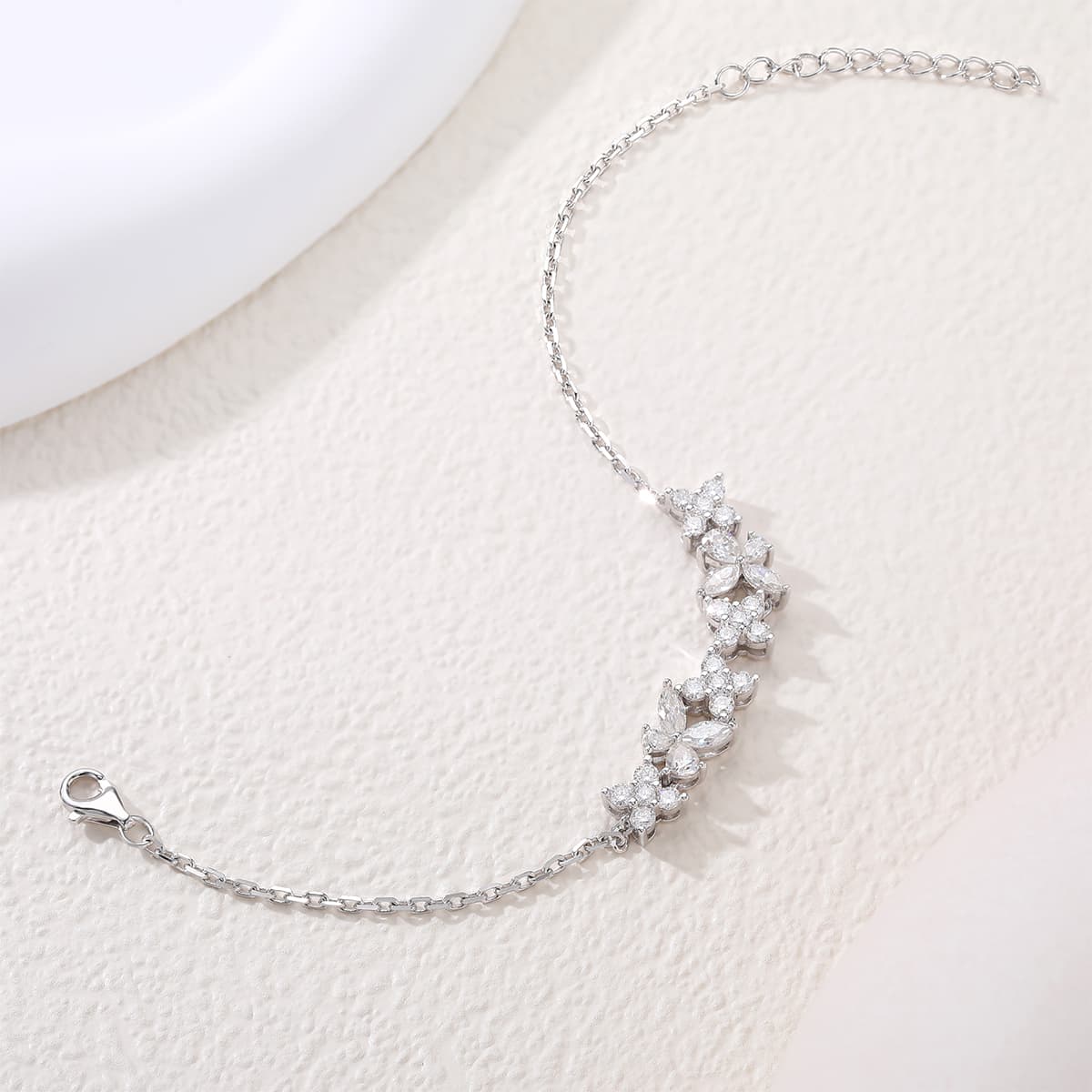 S925 Sterling Silver Lab-Grown Gemstone Butterfly Bracelet 16cm Blue P Ink Moissanite Platinum Plated Fashion Gift Box