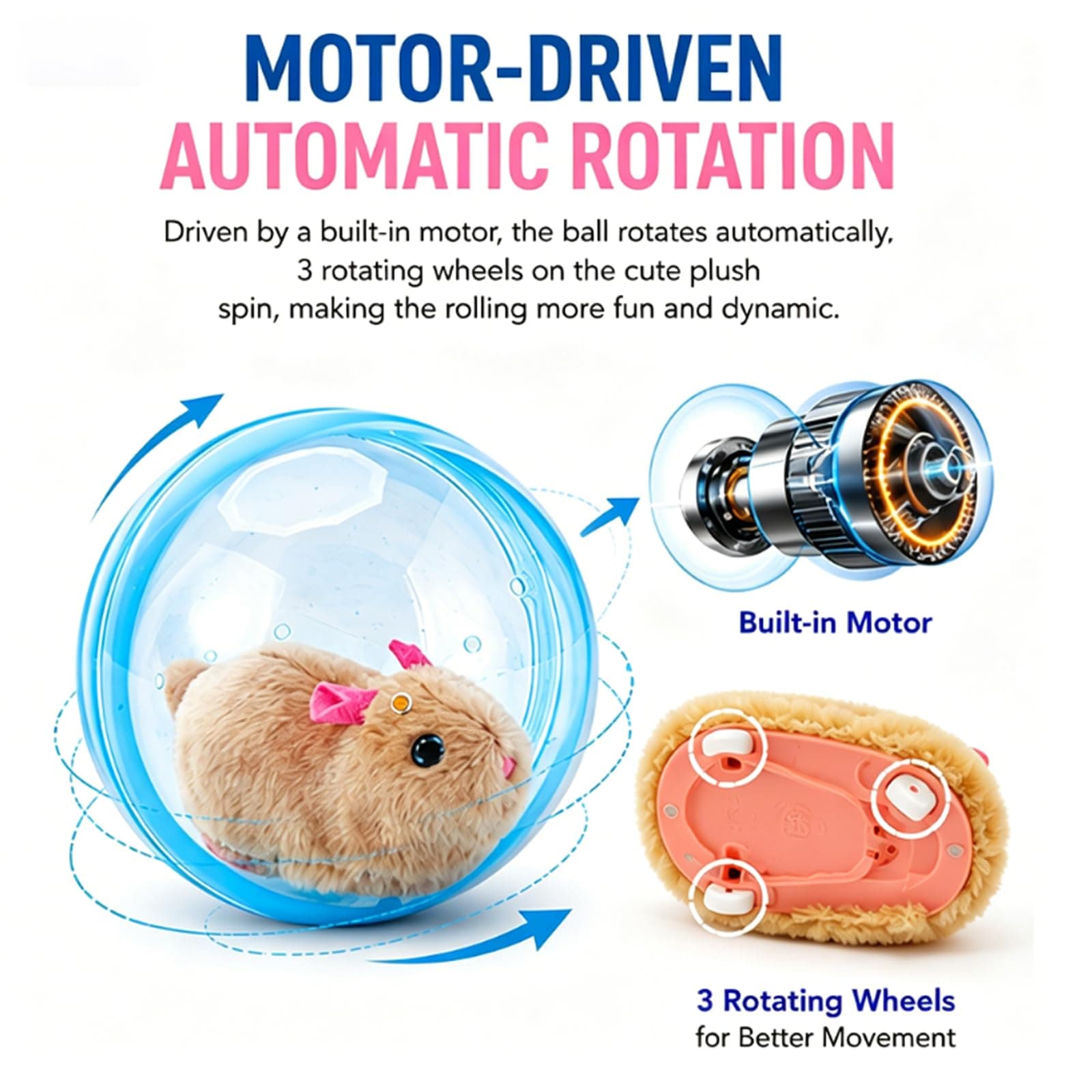 2026 New Self-Rolling Interactive Cat Ball Realistic Animal Automatic Moving Rolling Cat Ball  Rolling Spin Moving Cat Ball Indoor Interactive Pet Ball For Cats Dogs Chasing 3