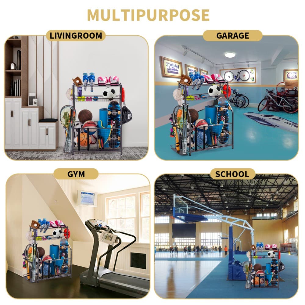 Storage Rack, Sports Equipment Storage Rack, Multi-layered And Partitioned, Flexible To Combine, Can Neatly Store Balls, Rackets, And Other Equipment, Frees Up Space, Sturdy And Durable 2