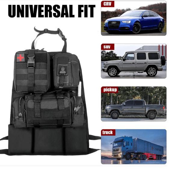 Universal Tactical Vehicle Back Seat Organizer With 3 Detachable Pouches -2 Set Of Bag