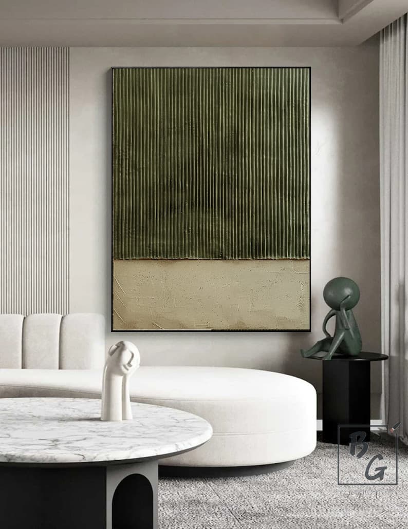 Hand-Painted Oil Painting Canvas Acrylic Modern Wall Art Green Modern Abstract Texture  Artwork Home Decoration For Bedroom Living Room Decor 3