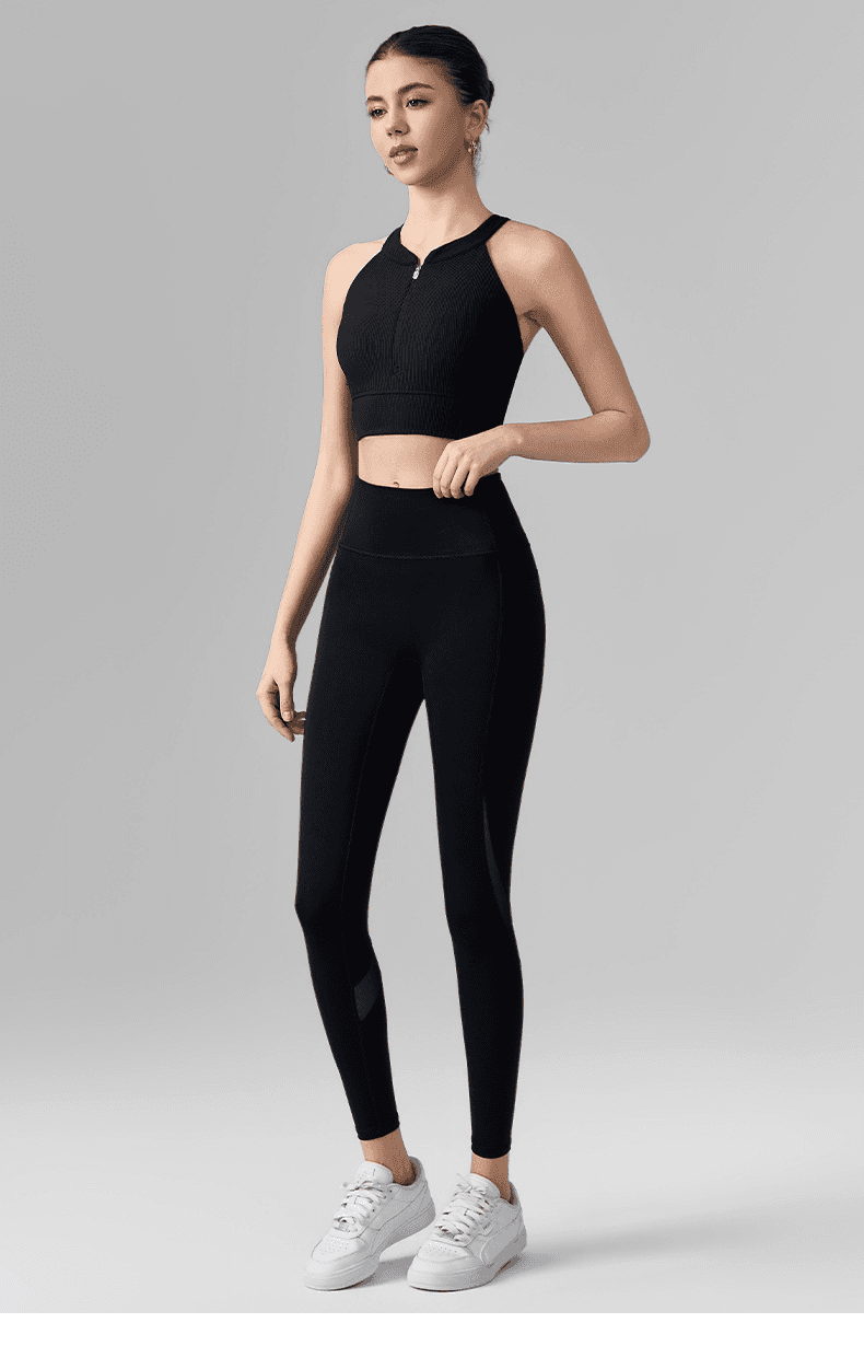 Women's Yoga Pants With Phone Pocket, Mesh Spliced Fitness Trousers For Outdoor Sports, Running And Yoga 4