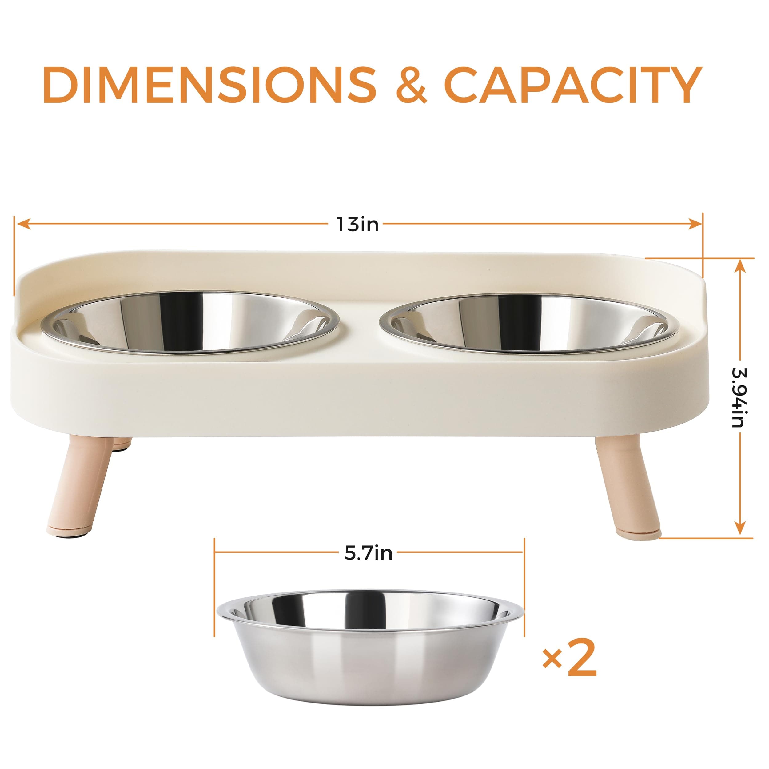 Elevated Cat Bowls Set - Raised Cat Food And Water Bowl Set With Non Slip Stand - Pet Feeding Station With 2 Stainless Steel Bowls 3