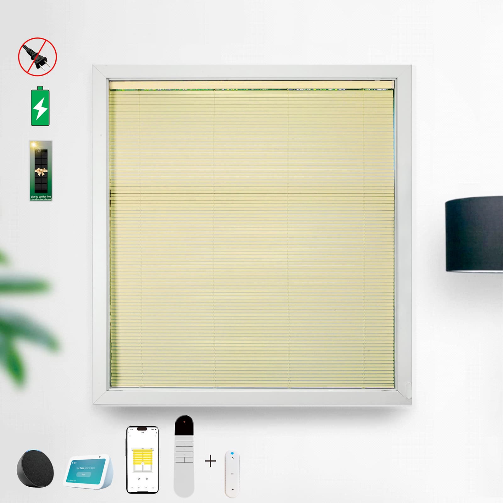 Double Layer Intelligent Electric Curtain System Equipped With 15 Channel Remote Control And Solar Charging Panel Sunshade Curtains Blinds Honeycomb Curtains