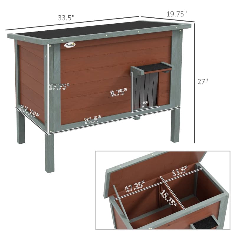 Outdoor Cat House, Wooden Feral Cat House W Removable Floor, Brown 4