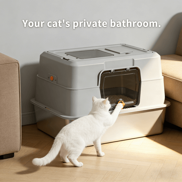 Grey Stainless Steel Fully Enclosed Cat Litter Box, Durable Enclosed Cat Litter Box, High Side To Prevent Scattering 2