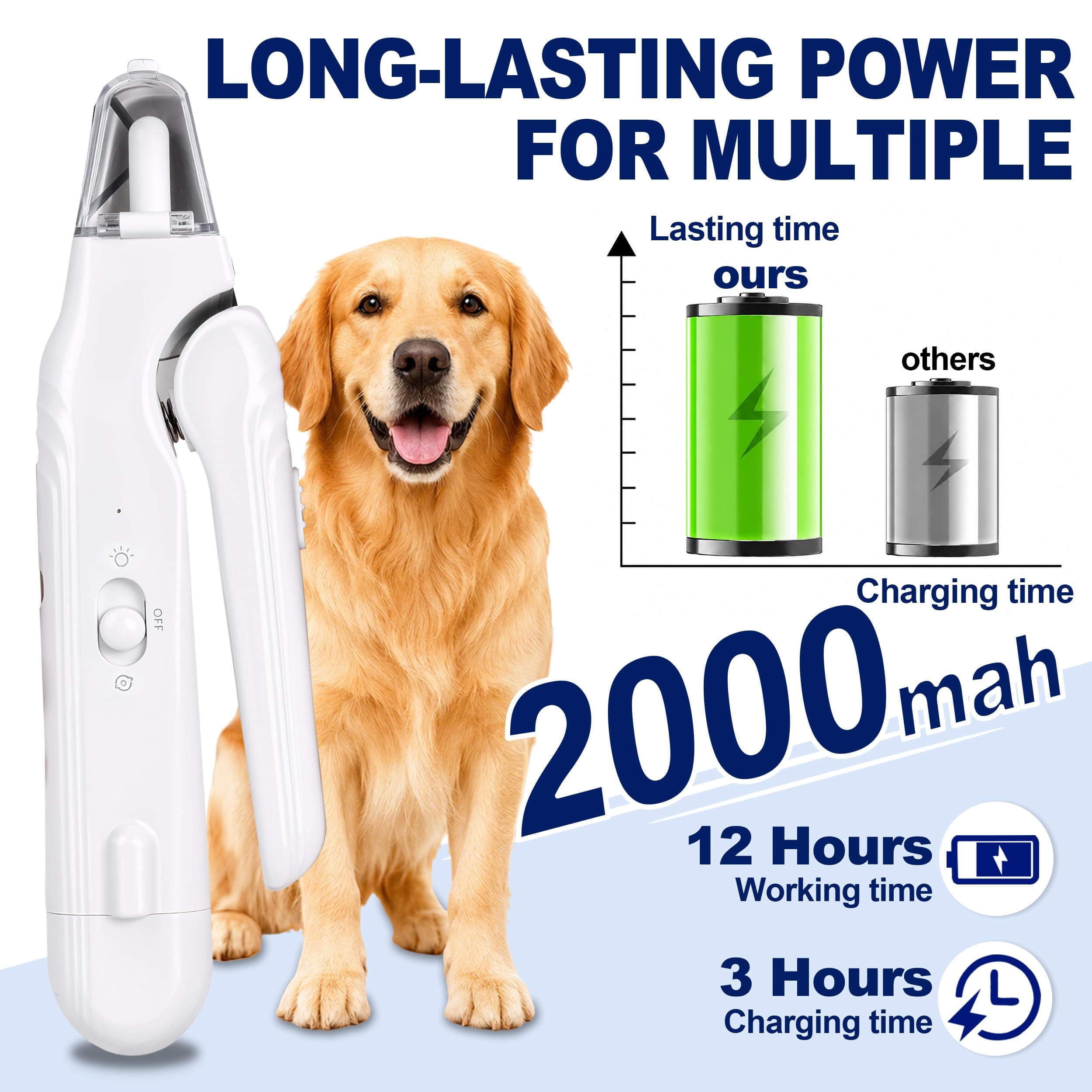 2-in-1 Dog Nail Clippers With Light - Electric Pet Nail Grinder Quiet For Small Large Dogs & Cats, LED Prevent Over Cutting, USB-C Rechargeable Safety Guard Grooming Kit For Black Nails 4