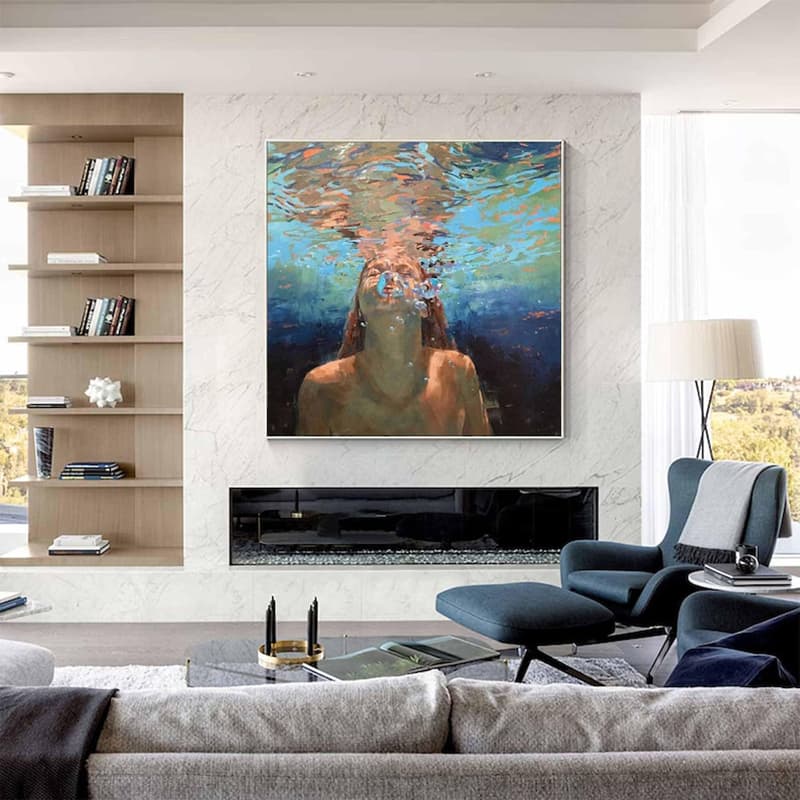 Hand-Painted Oil Painting Canvas Acrylic Modern Wall Art Abstract Texture Swimming Lover Artwork Home Decoration For Bedroom Living Room Decor