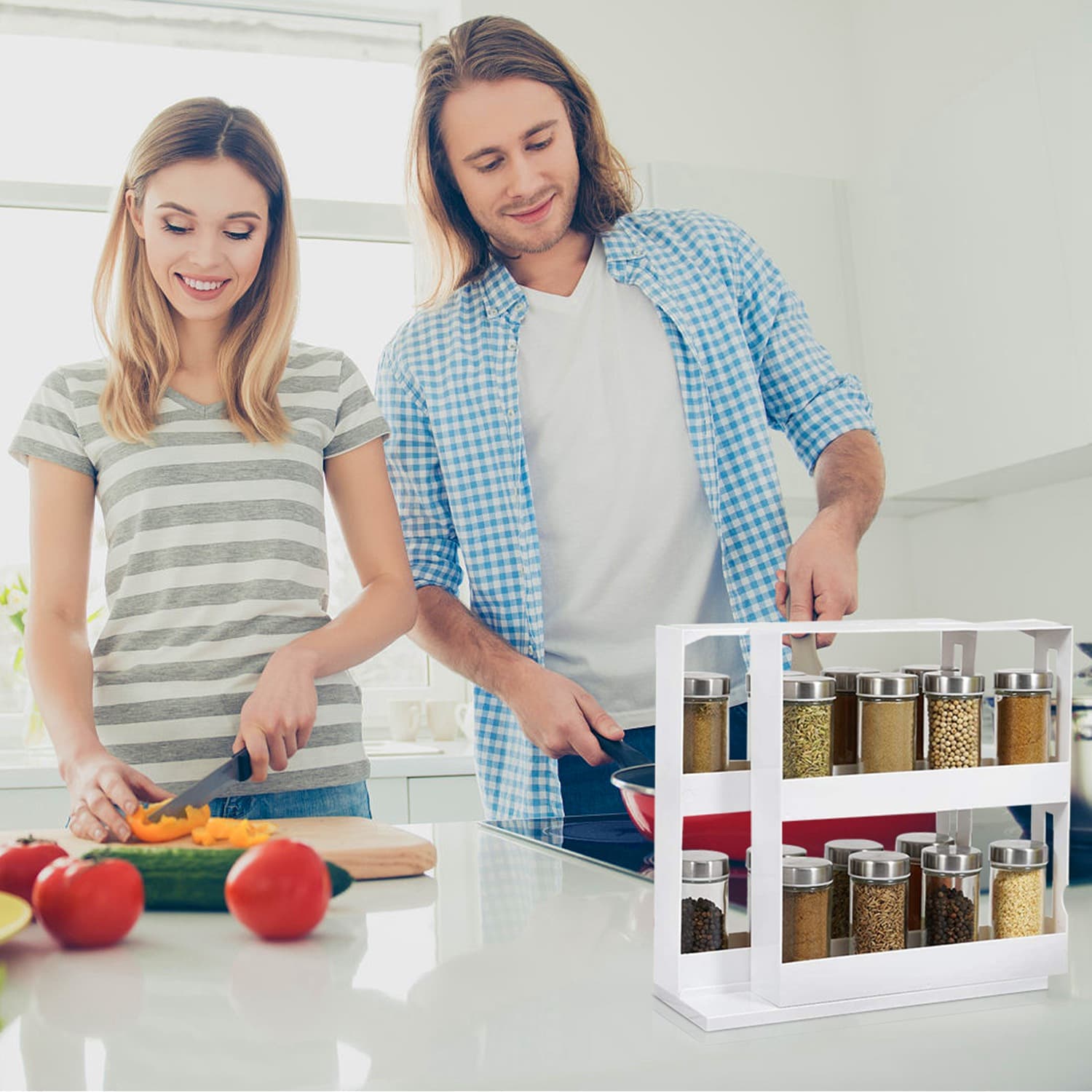 1Pc Swivel Cabinet Organizer Revolving Kitchen Rack Spice Organizer For Cabinet Condiment Holder Shelf 2