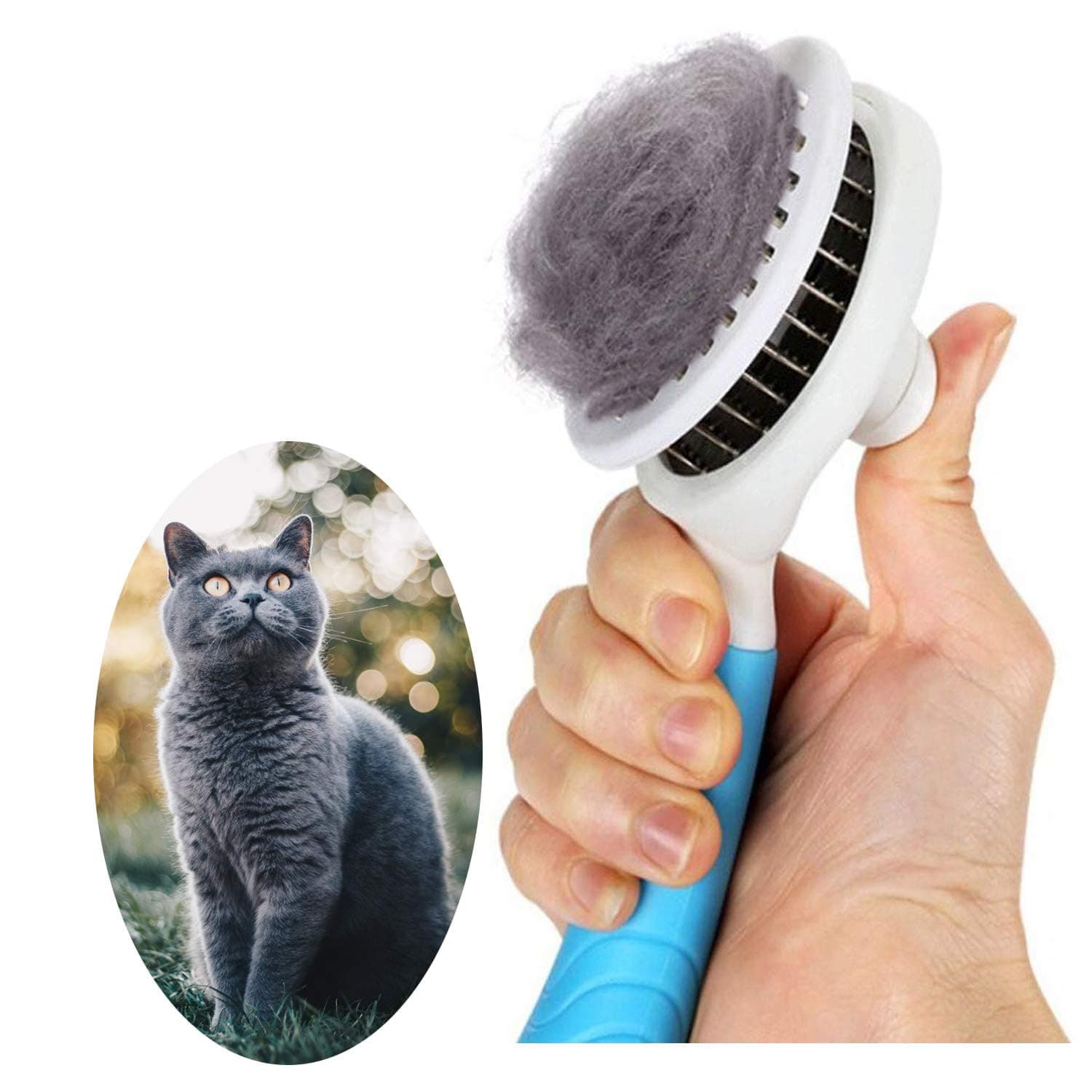 Self Cleaning Slicker Brush - Cat Brush Skin-Friendly Deshedding Grooming Massaging Tool For Long & Short Haired Pets, Cat Hair Brushes Easy Removes Undercoat For Dogs Cats Rabbits 4