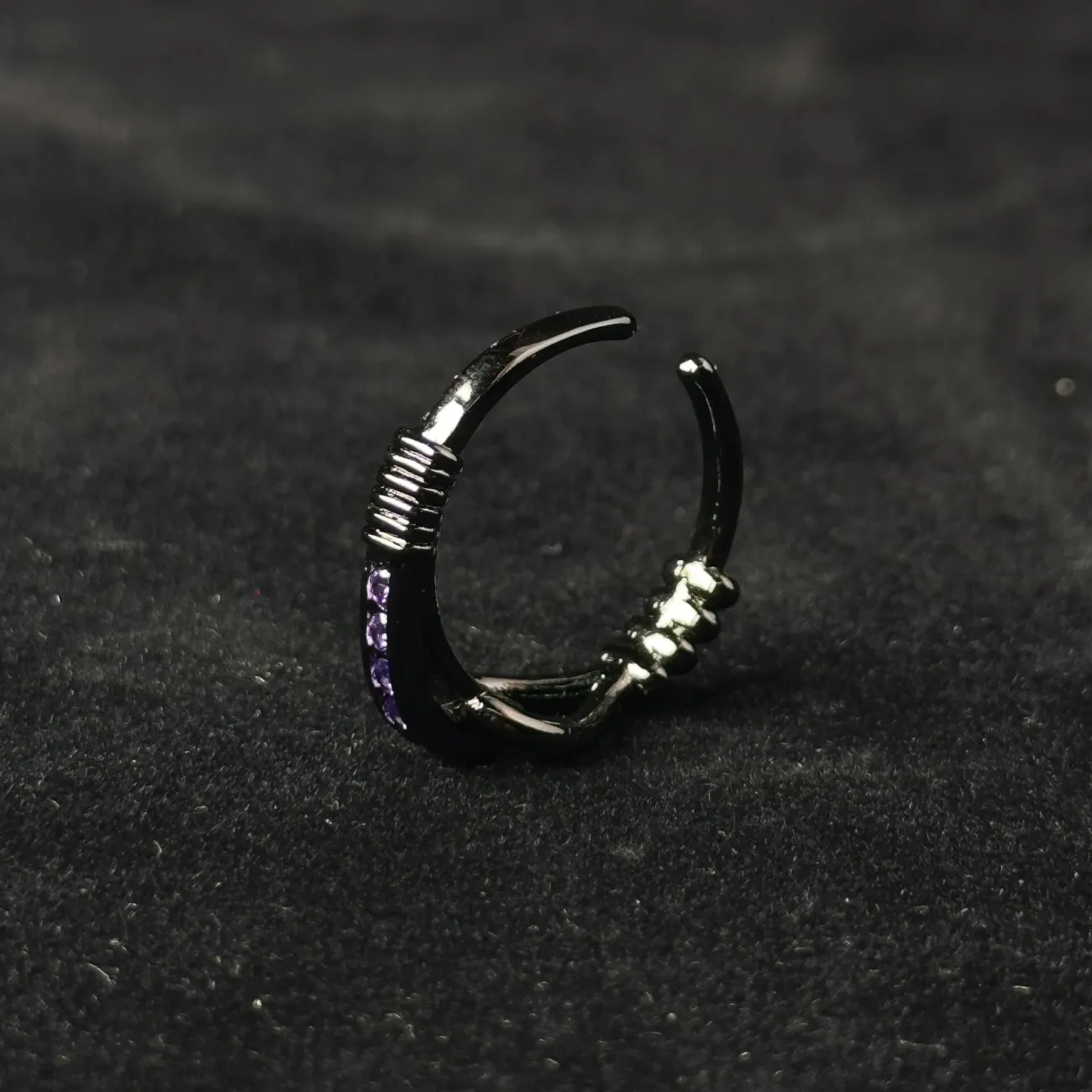 1pcs Black Knot Wrapped Purple Crystal Adjustable Open Ring, Dark Cool Trendy Style, For Men Women Daily Party Wear & Couple Valentine Gifts 3