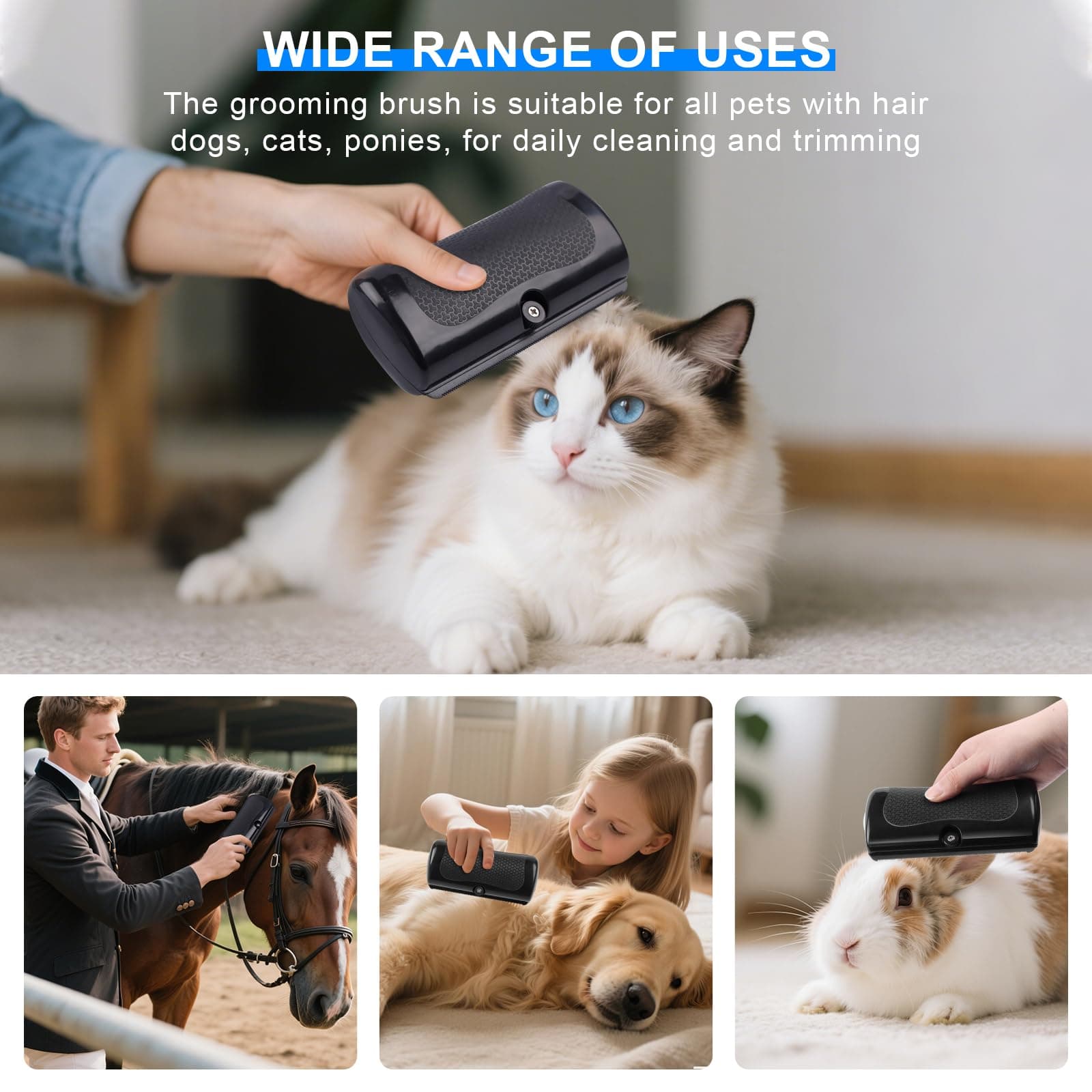 Dog Brush For Shedding, Deshedding Undercoat Brush For Cats & Rabbits  Ergonomic Grooming Tool, Painlessly Removes Loose & Matted Fur For Short Medium Long Haired Pets 3