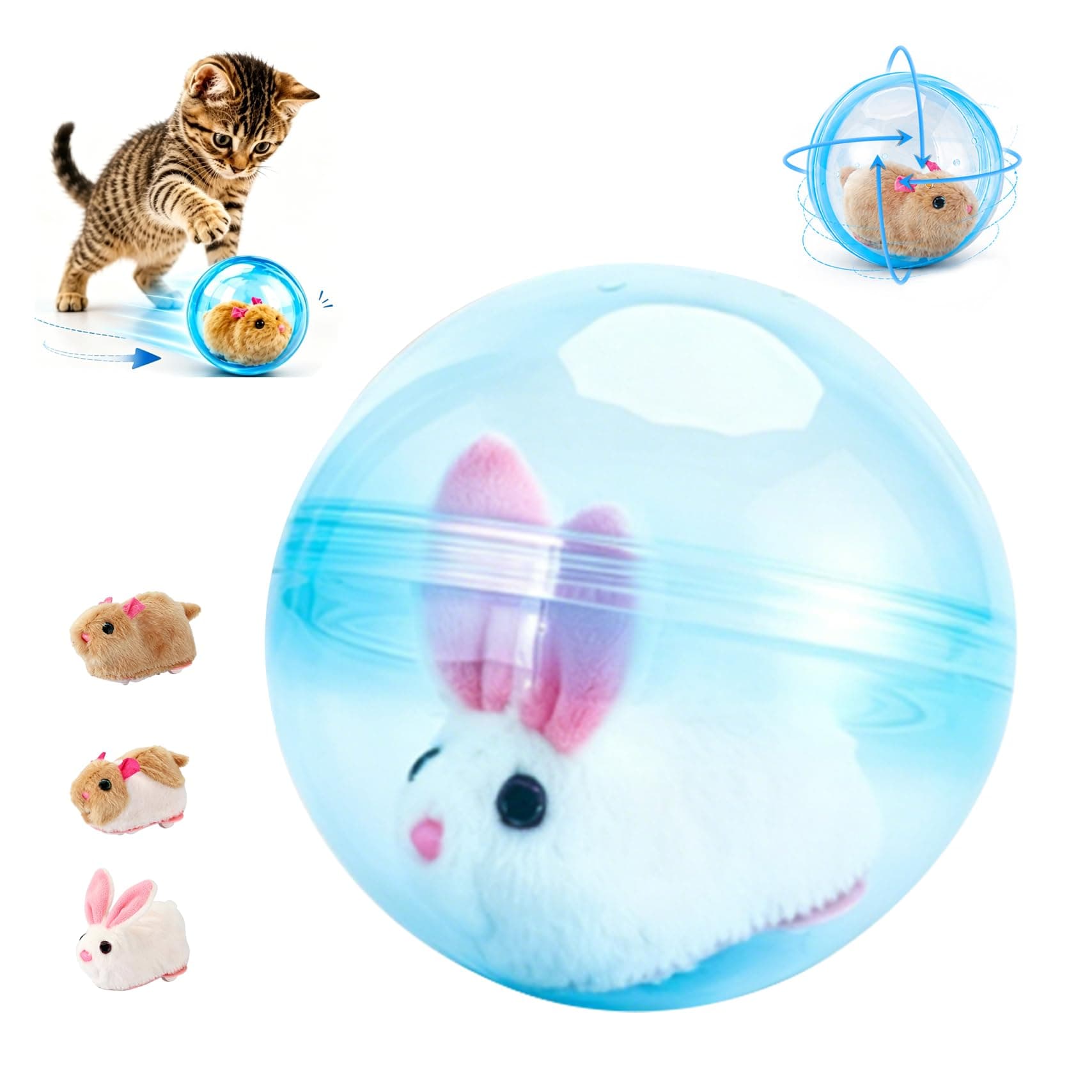2026 New Self-Rolling Interactive Cat Ball Realistic Animal Automatic Moving Rolling Cat Ball  Rolling Spin Moving Cat Ball Indoor Interactive Pet Ball For Cats Dogs Chasing 4
