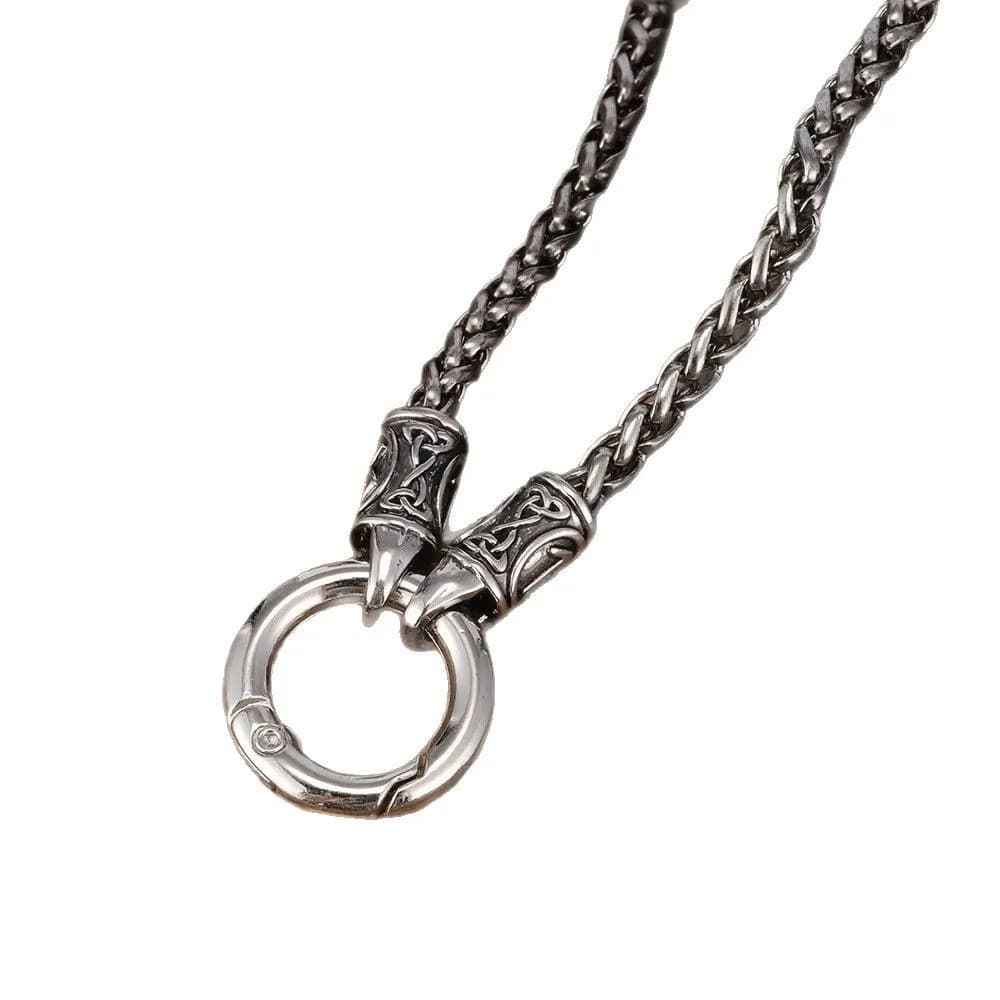 1pcs Vintage Carved Spring Ring Wheat Chain  Necklace, Retro Viking Ethnic Style, For Men Street Biker Wear & Male Holiday Gifts 3
