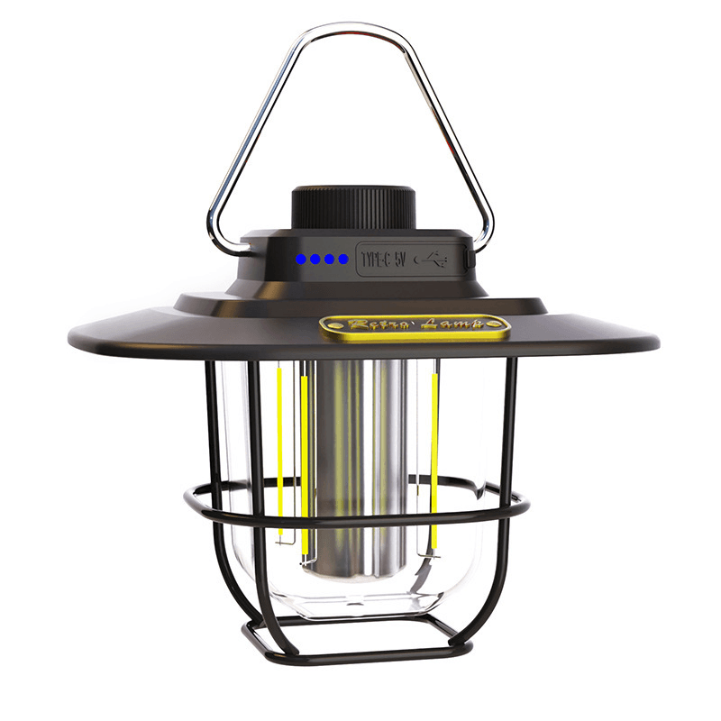 Vintage Outdoor Camping Lantern, Portable Kerosene Lamp Style Light, Smart Rechargeable Handheld Lamp, LED Tent Light 4