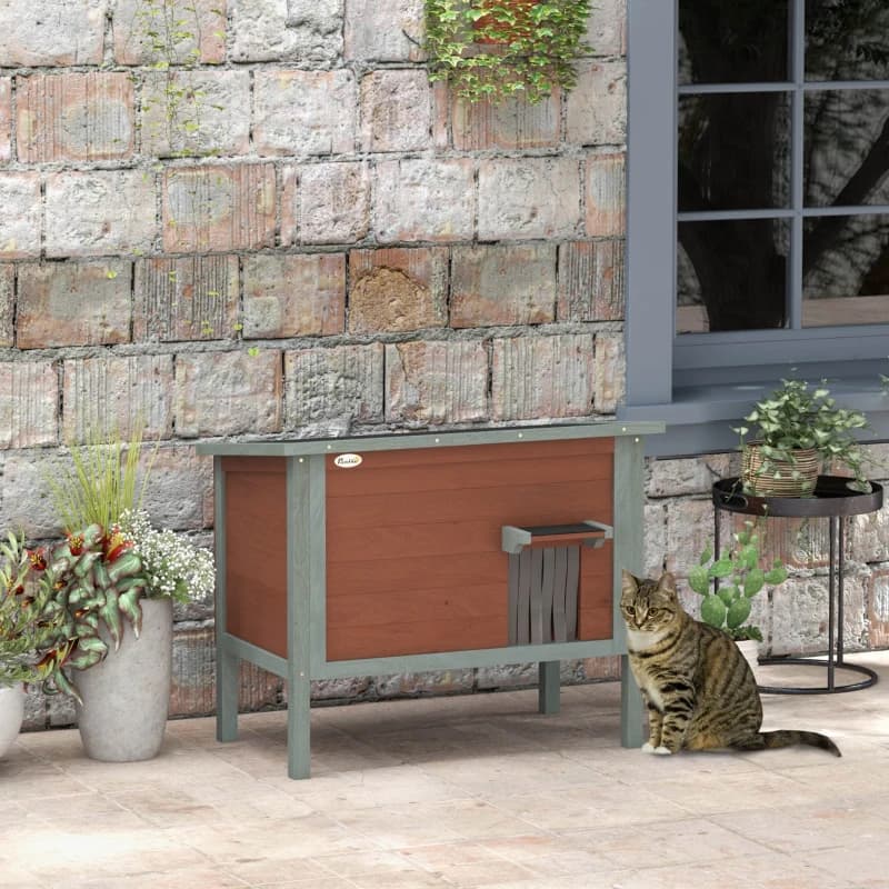 Outdoor Cat House, Wooden Feral Cat House W Removable Floor, Brown
