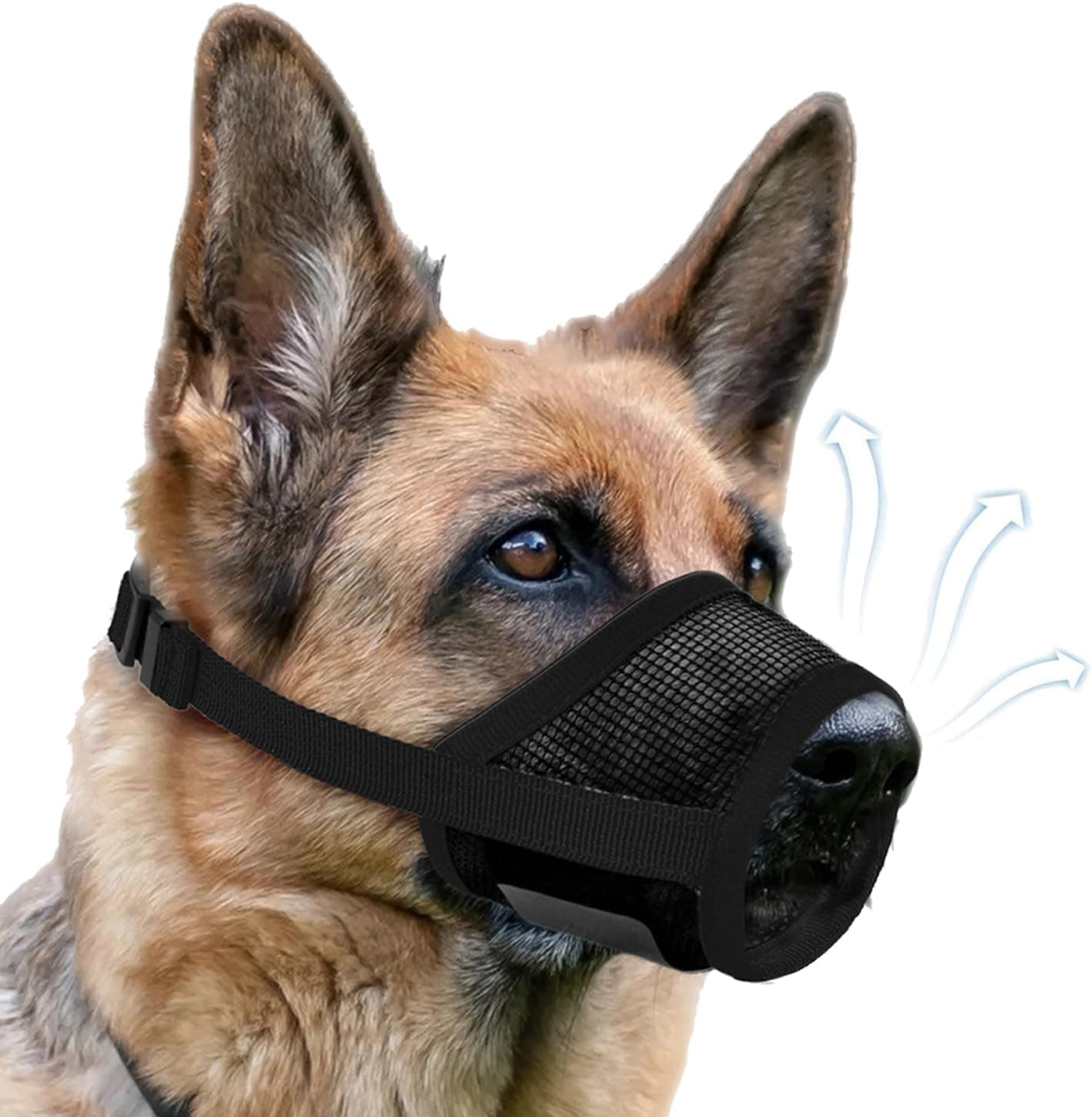 Dog Muzzle, Soft Air Mesh Muzzles For Large Sized Dogs, Breathable Dog Mussels For Scavenging Biting Licking & Barking, Adjustable Mouth Guard For Grooming, Allows Panting And Drinking 2