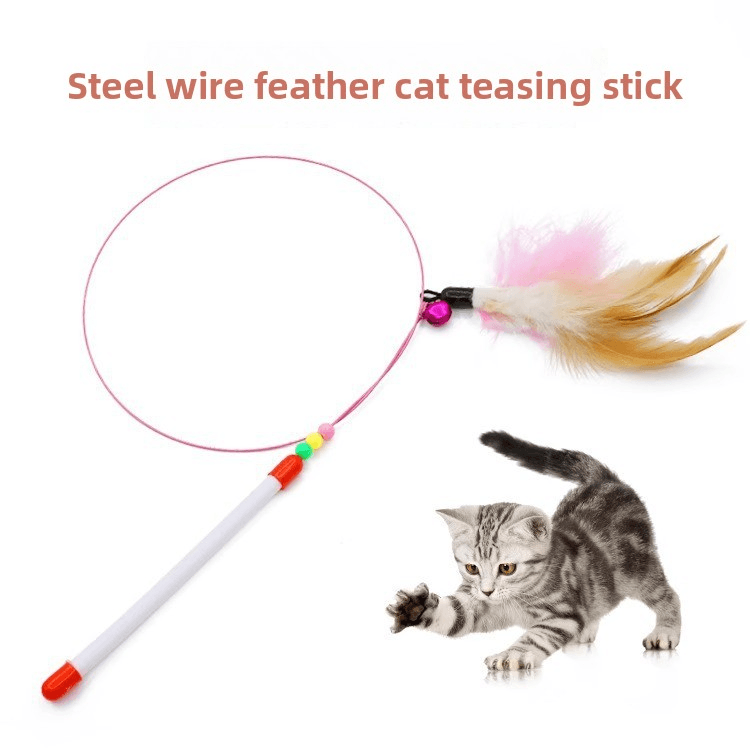 Bite-resistant Cat Teaser Wand With Bell, Feather Cat Toy, Self-amusing Pet Toy For Relieving Boredom