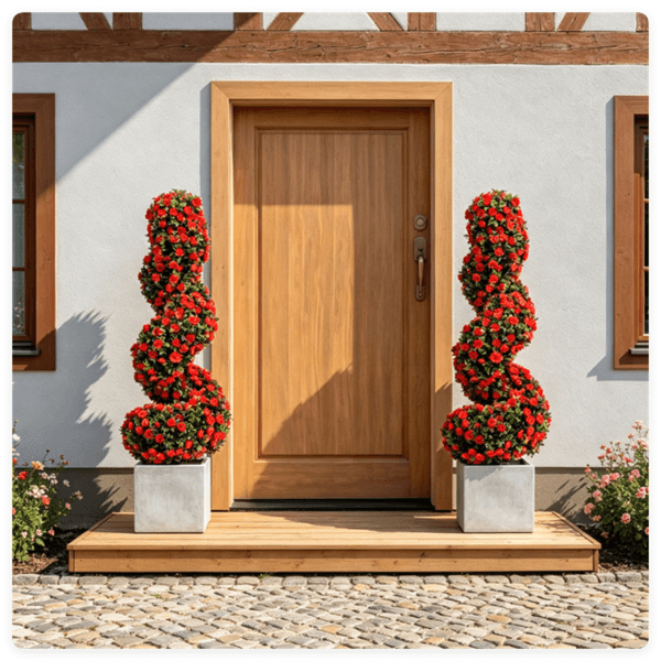 2 Pack Realistic Lifelike Faux Spiral Plant, All-Weather PE Artificial Flower Shrub For Indoor Outdoor Home Garden Decoration - Red 2