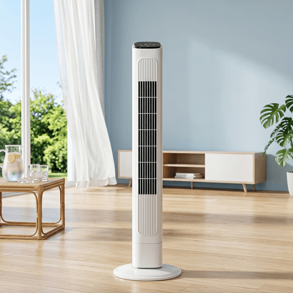 US Standard RTW-GR36 Tower Fan, 110V 45W, 36 Inch, Column Shape, White Plastic Body, Copper Motor, Touch & Remote Control, 3 Speeds, 3 Modes, Oscillating Function, 9-Hour Timer, For Home Use 3