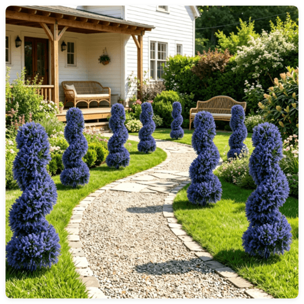 2 Pack Realistic Lifelike Faux Spiral Plant, All-Weather PE Artificial Flower Shrub For Indoor Outdoor Home Garden Decoration - Purple 4
